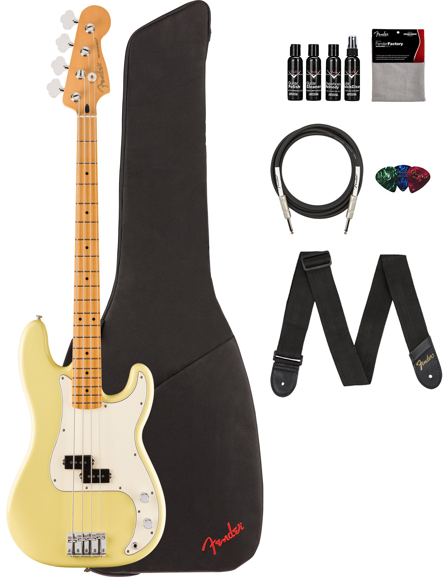 Fender Player II Precision Bass - Hialeah Yellow w/ Cleaning Kit
