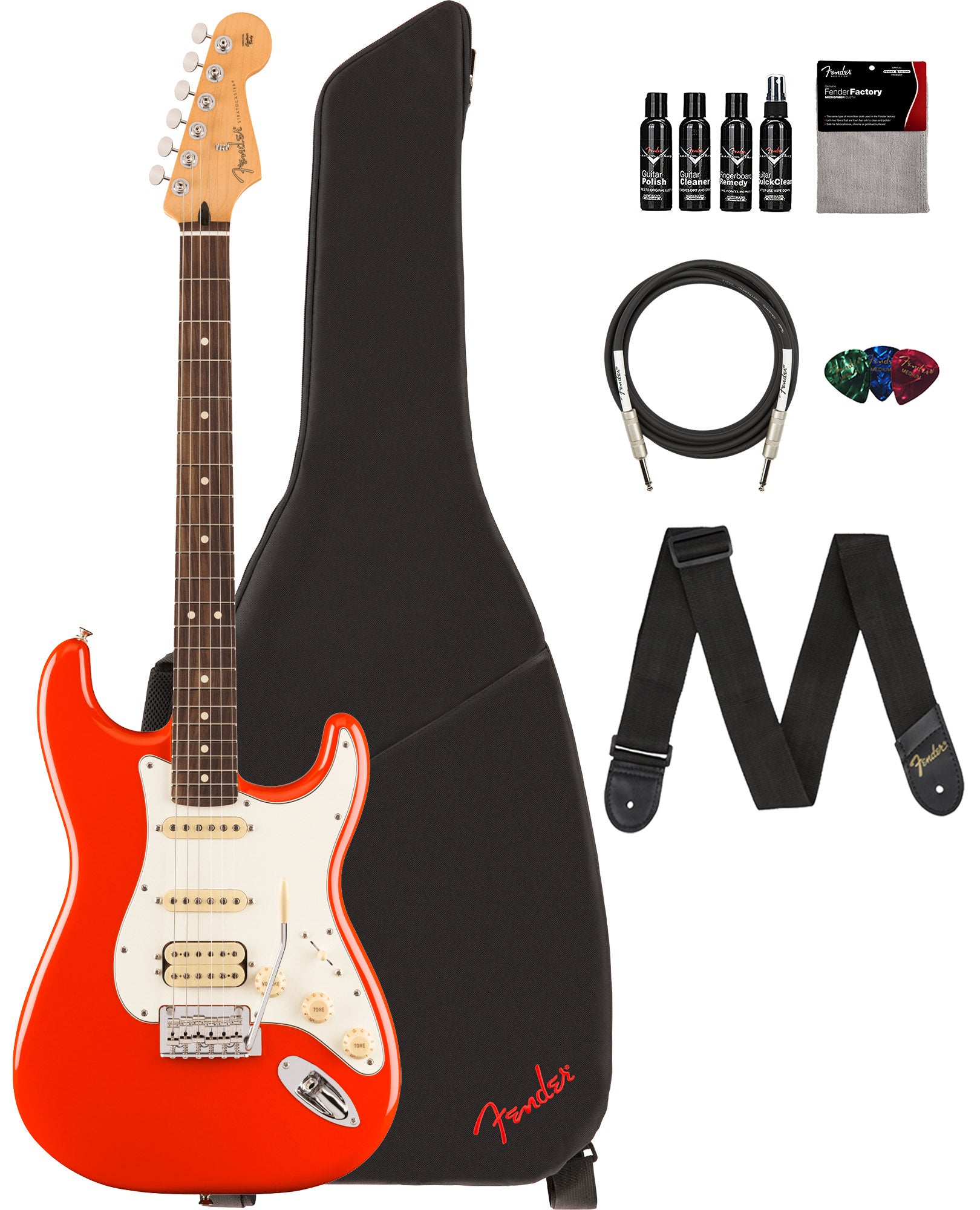 Fender Player II Stratocaster HSS - Coral Red w/ Cleaning Kit