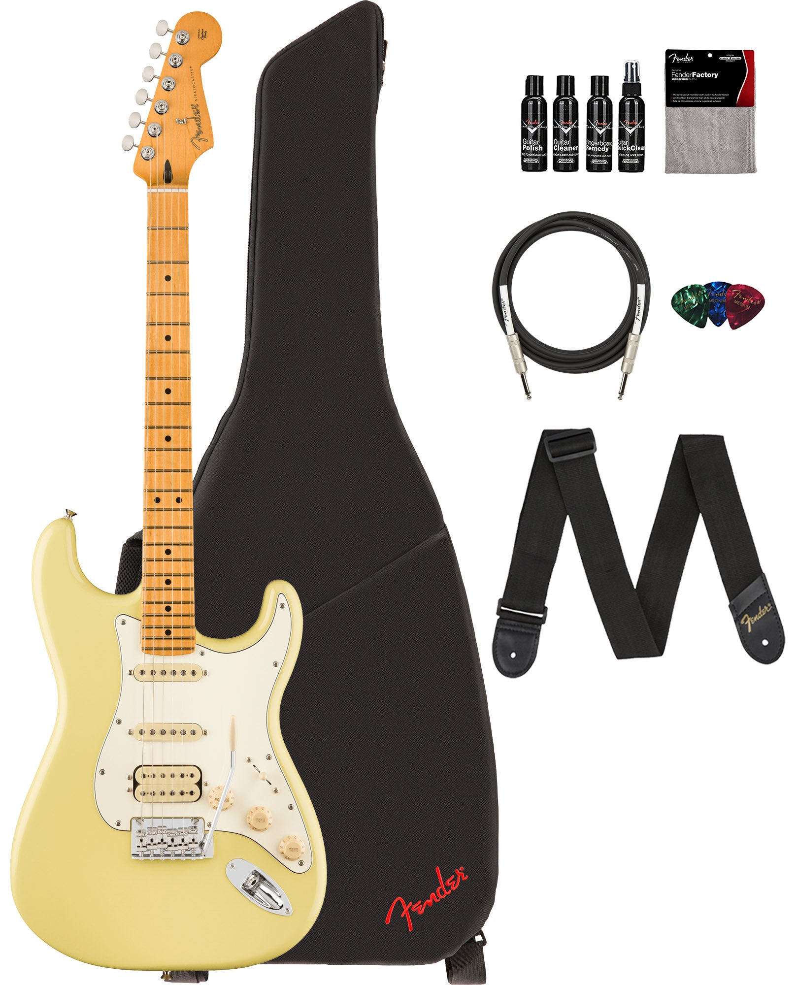 Fender Player II Stratocaster HSS - Hialeah Yellow w/ Cleaning Kit