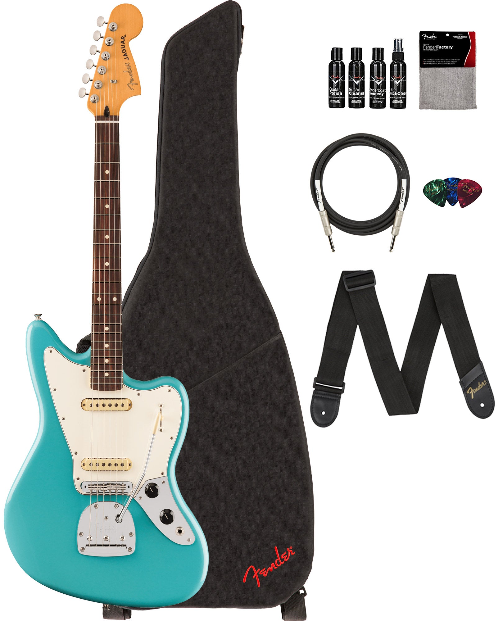 Fender Player II Jaguar - Aquatone Blue w/ Cleaning Kit