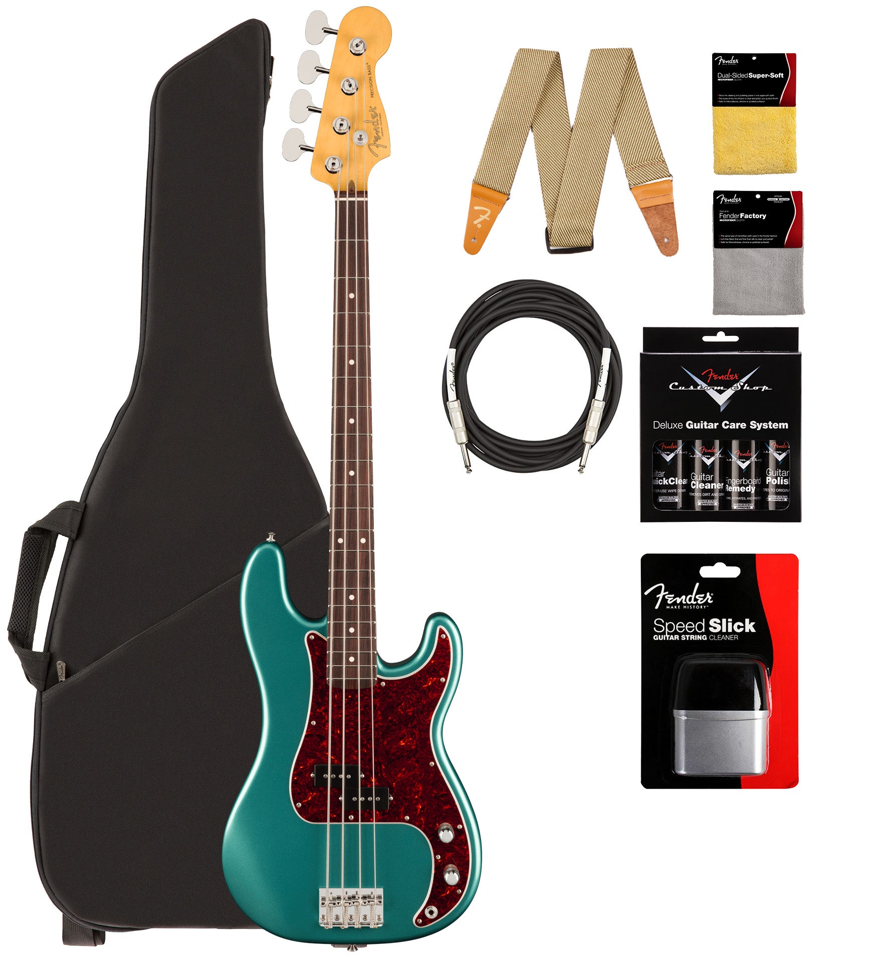 Fender American Professional Classic Precision Bass - Faded Sherwood Green Metallic w/ Cleaning Kit