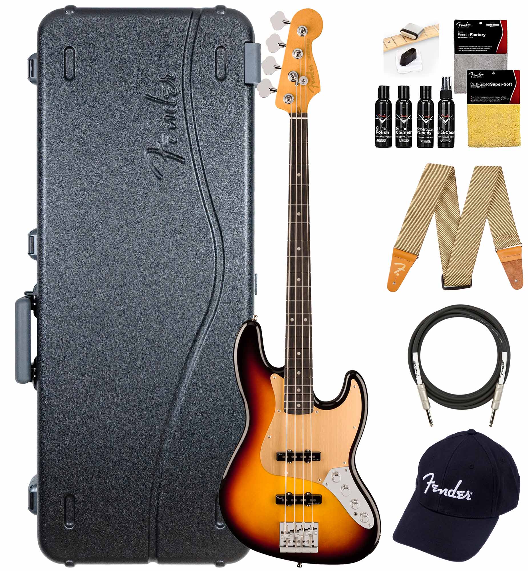 Fender American Ultra II Jazz Bass - Ultraburst w/ Guitar Cleaning Kit