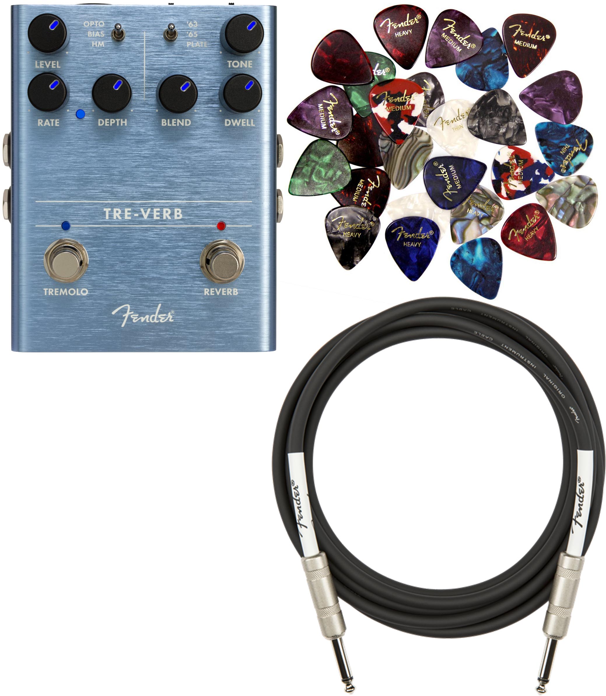 Fender Tre-Verb Digital Reverb-Tremolo Pedal w/ Instrument Cable