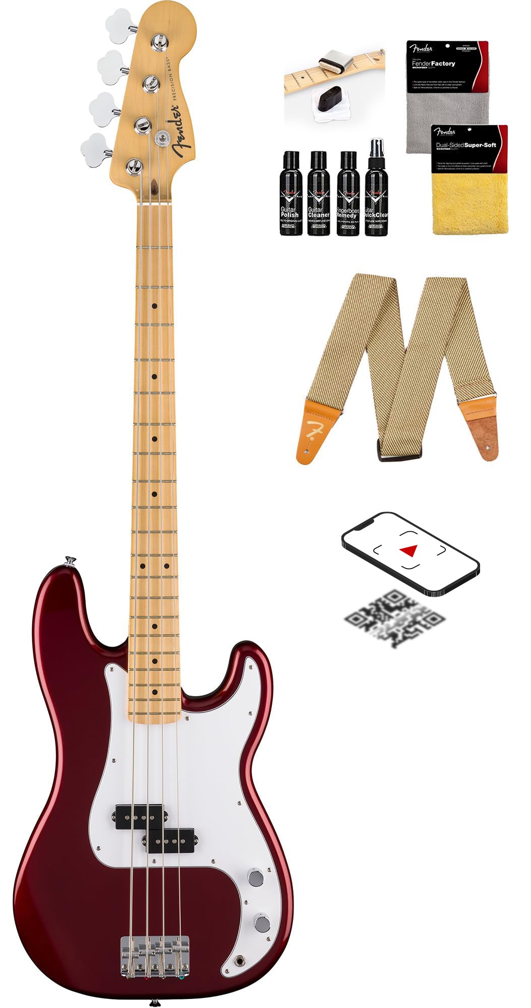 Fender Standard Precision Bass - Candy Cola w/ Guitar Cleaning Kit