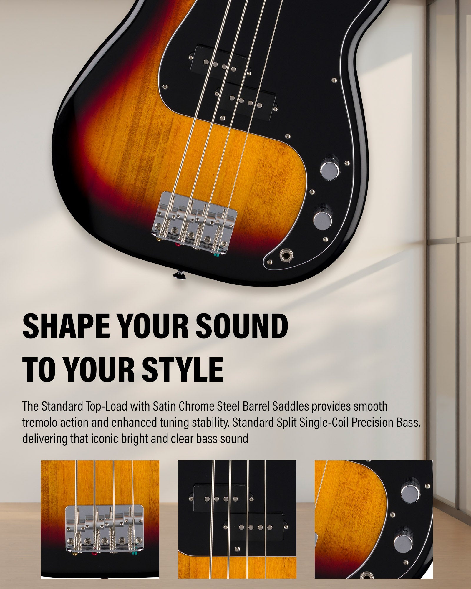 Fender Standard Precision Bass - 3-Color Sunburst w/ Guitar Cleaning Kit