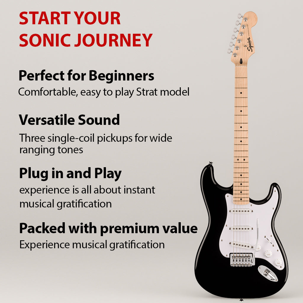 Fender Squier Sonic Strat Pack - Black w/ Frontman 10G Amplifier
