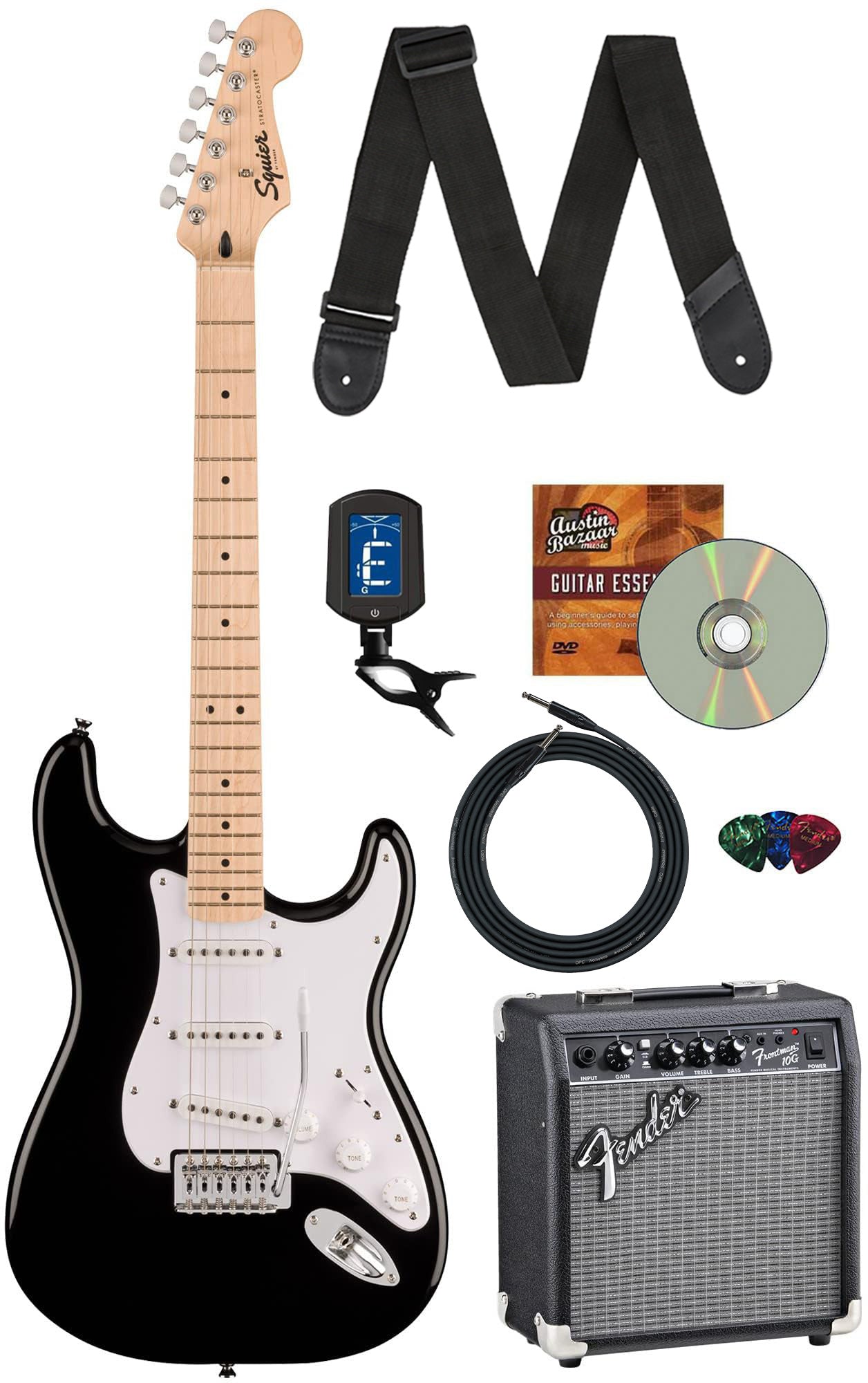 Fender Squier Sonic Stratocaster - Black w/ Frontman 10G Amplifier