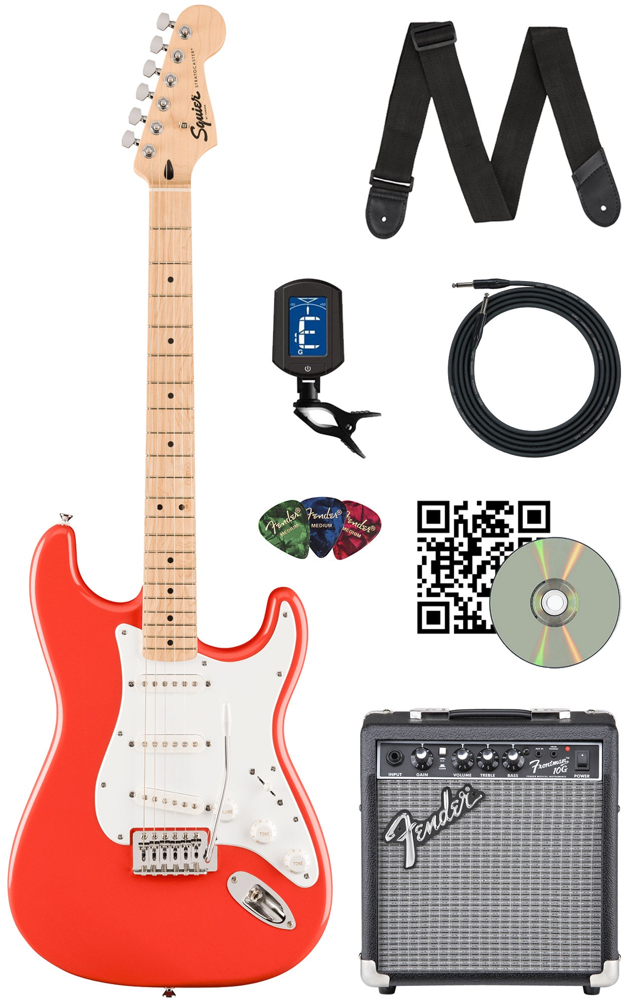 Fender Squier Sonic Stratocaster - Fiesta Red w/ Amplifier