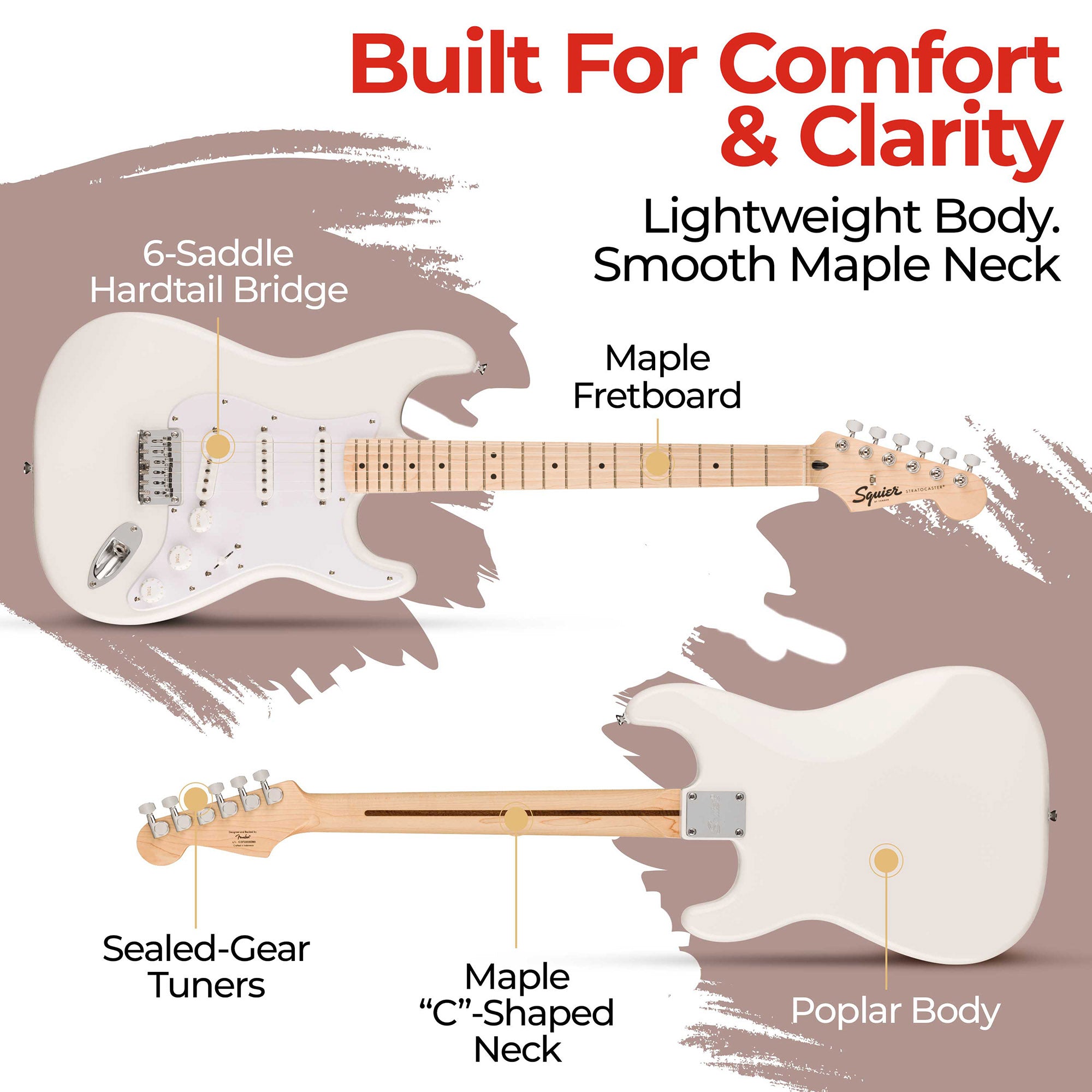 Fender Squier Sonic Stratocaster HT - Arctic White w/ Frontman 10G Amplifier
