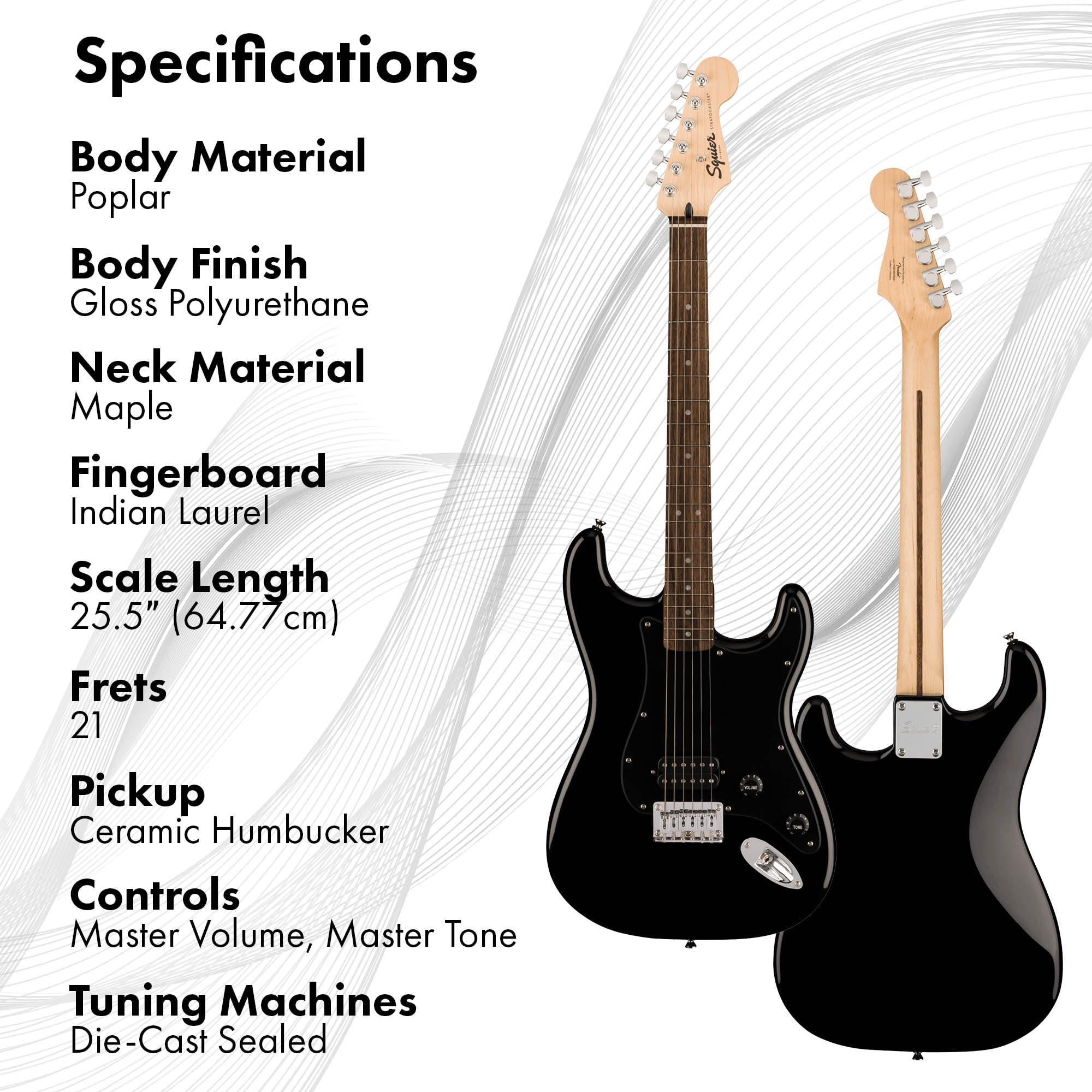 Fender Squier Sonic Stratocaster HT H - Black w/ Frontman 10G Amplifier