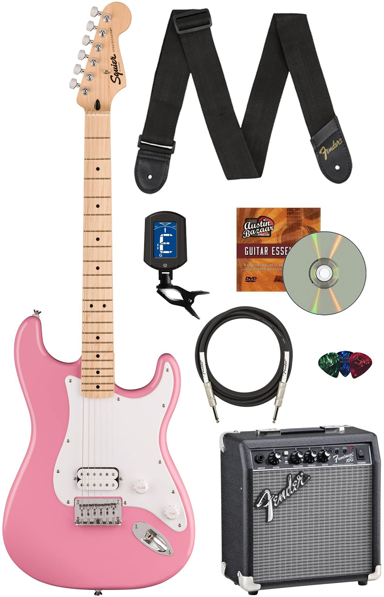 Fender Squier Sonic Stratocaster HT H - Flash Pink w/ Frontman 10G Amplifier