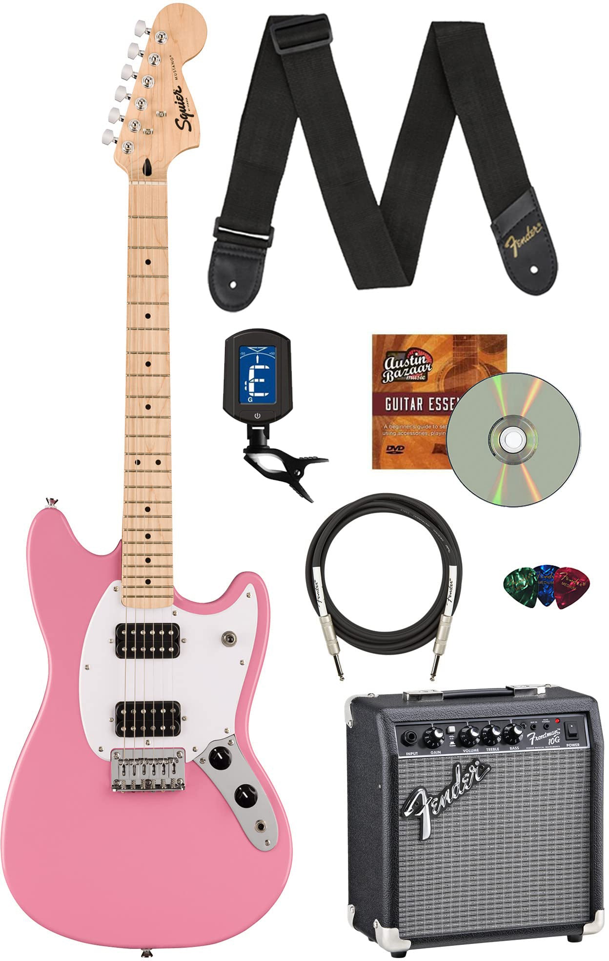 Fender Squier Sonic Mustang - Flash Pink w/ Frontman 10G Amplifier
