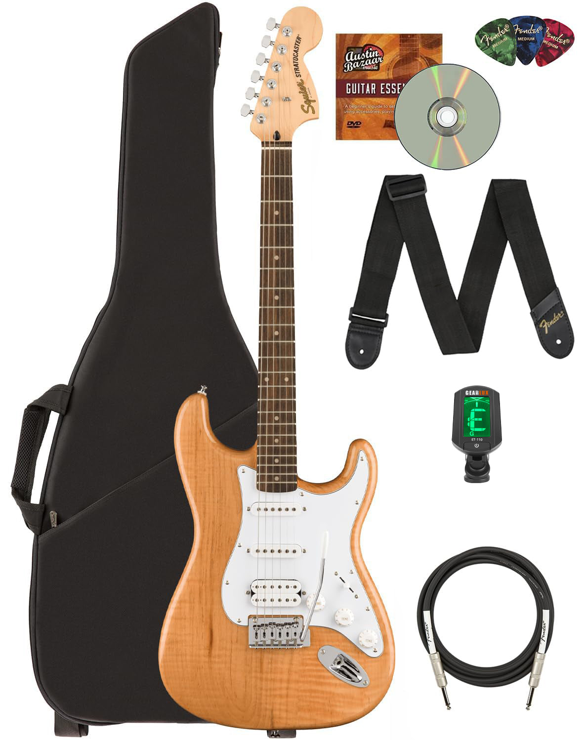 Fender Squier Affinity Stratocaster HSS - Natural w/ Midnight Blue Gig Bag