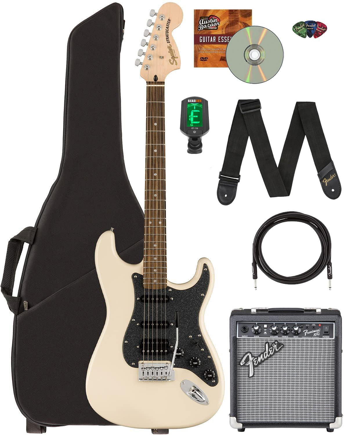 Fender Squier Affinity Stratocaster HSS - Olympic White w/ Frontman 10G Amplifier