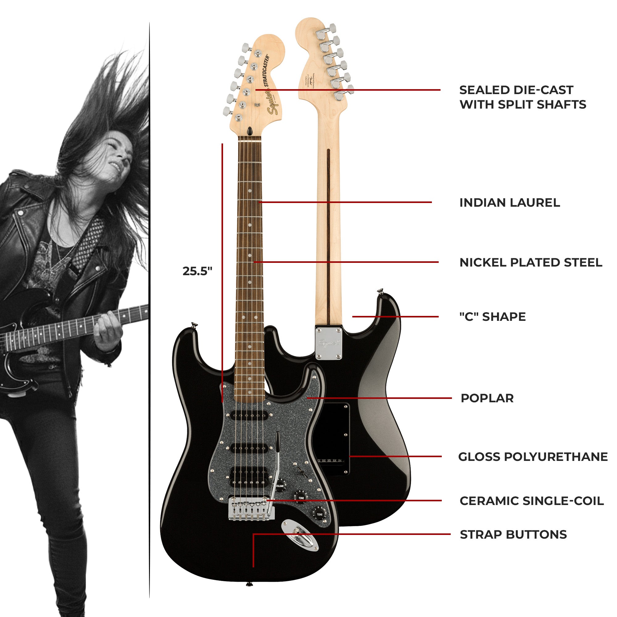 Fender Squier Affinity Stratocaster HSS - Metallic Black