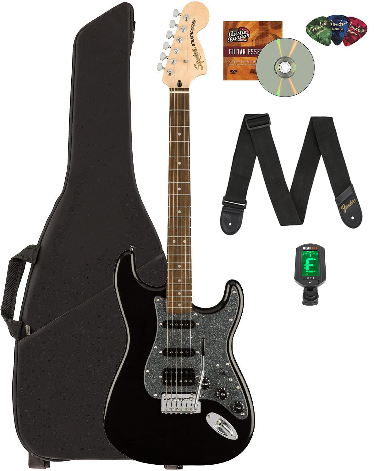 Fender Squier Affinity Stratocaster HSS - Metallic Black w/ Gig Bag