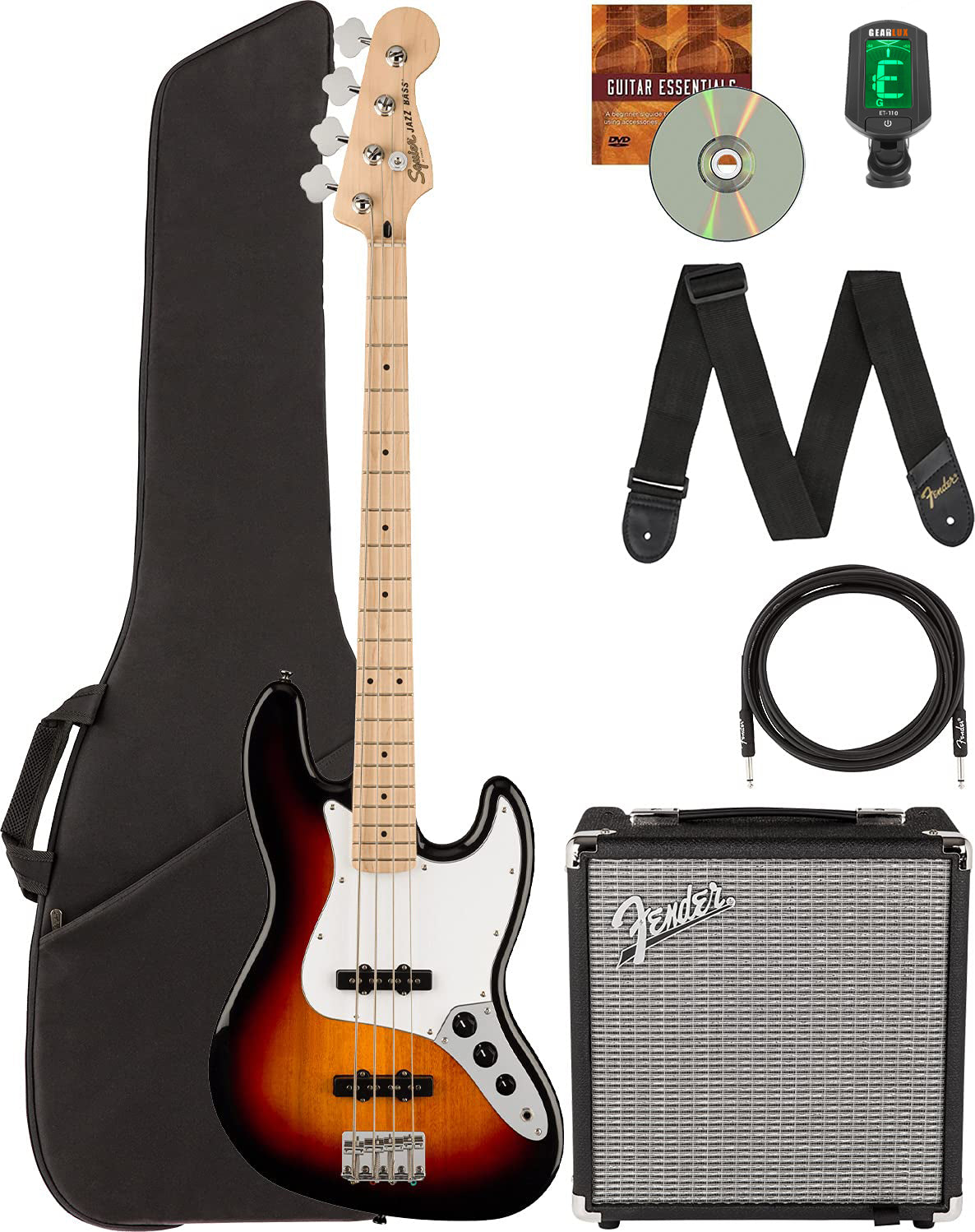 Fender Squier Affinity Jaguar Bass H - Black w/ Rumble 15 Amplifier