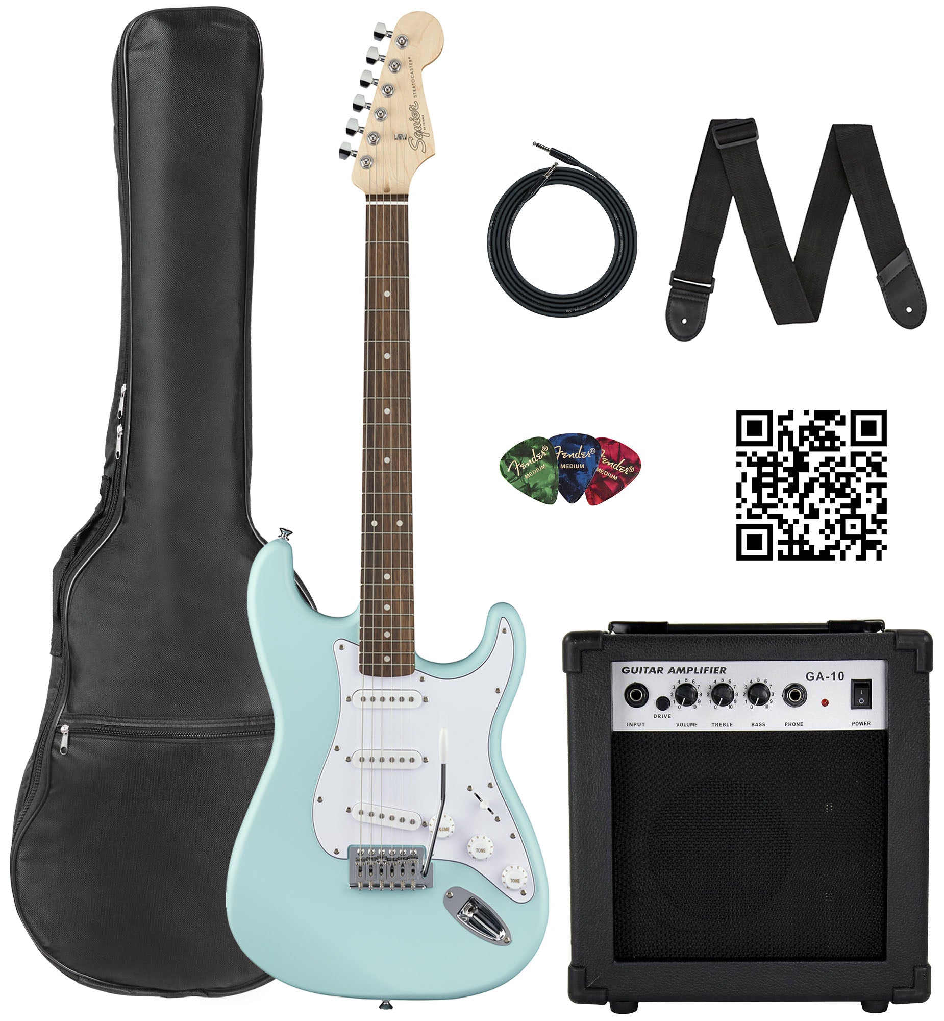 Fender Squier Stratocaster - Daphne Blue w/ Amplifier