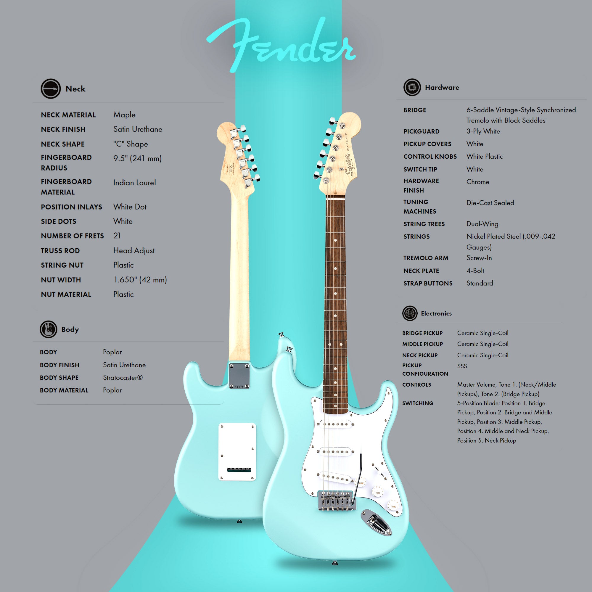 Fender Squier Stratocaster - Daphne Blue w/ Amplifier