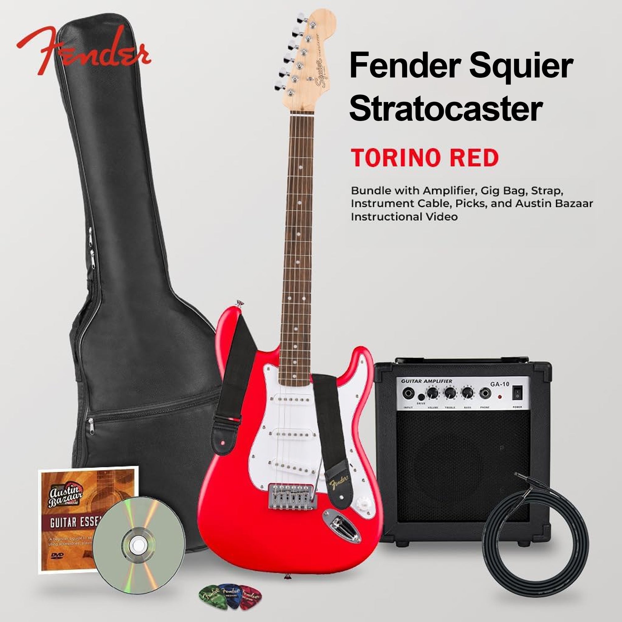 Fender Squier Stratocaster - Torino Red w/ Amplifier