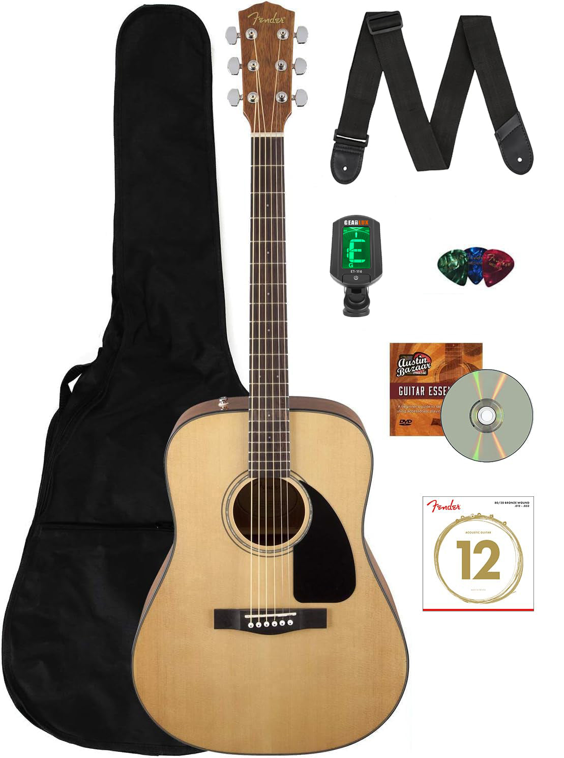 Fender CD-60 Dreadnought Acoustic Guitar - Natural w/ Gig Bag