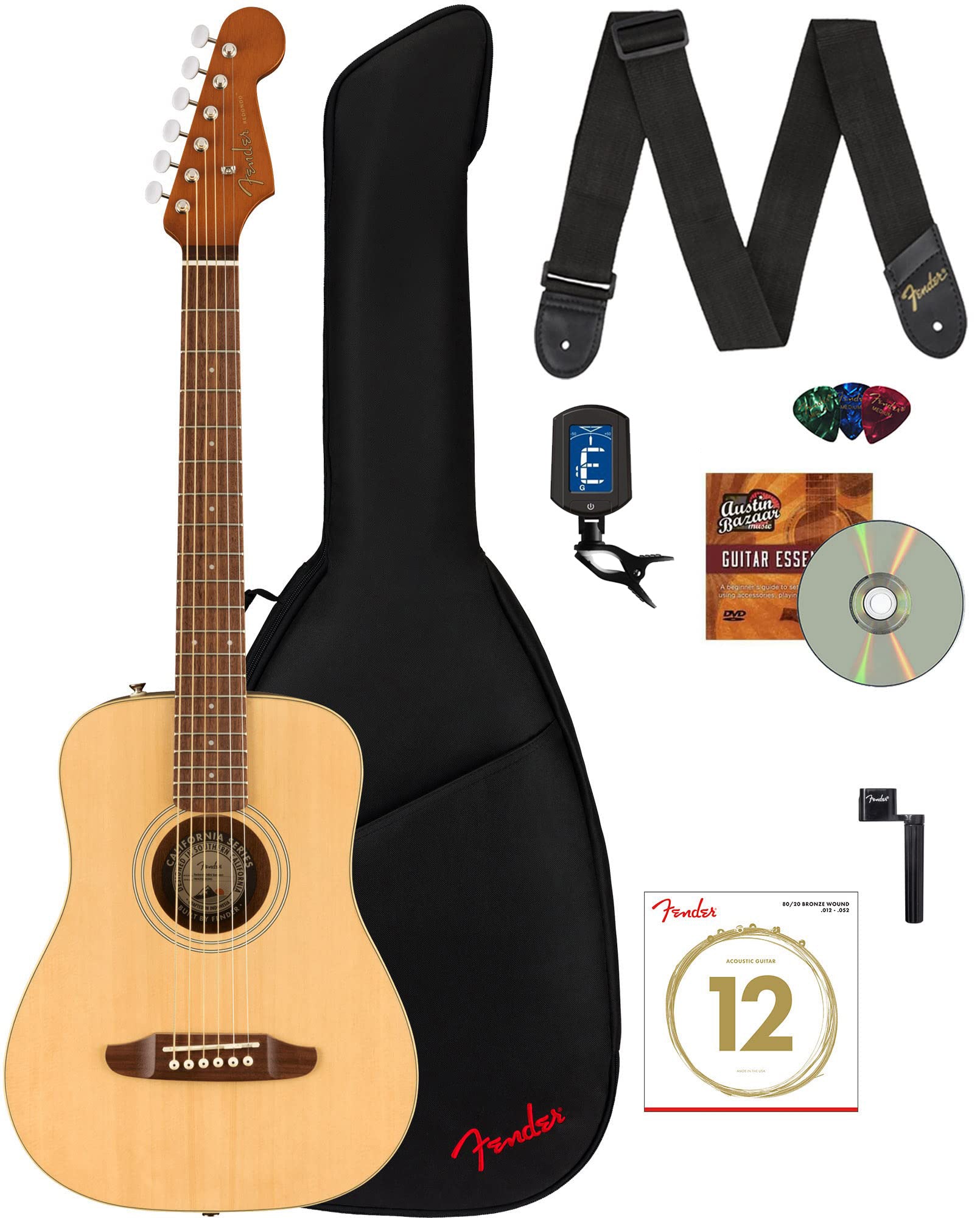 Fender Redondo Mini Acoustic Guitar - Natural w/ Gig Bag