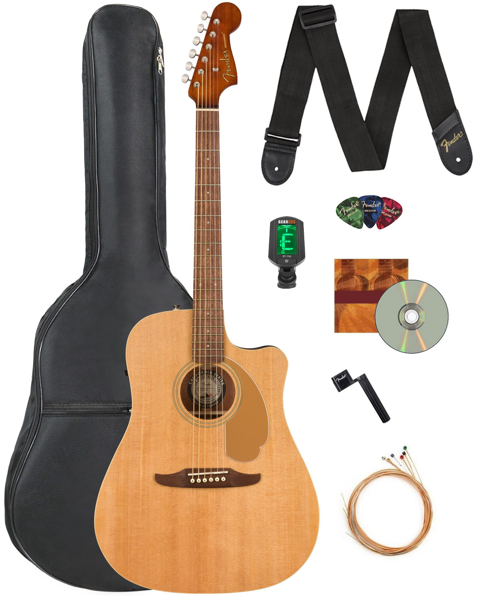 Fender Redondo Player Acoustic-Electric Guitar - Natural w/ Gig Bag
