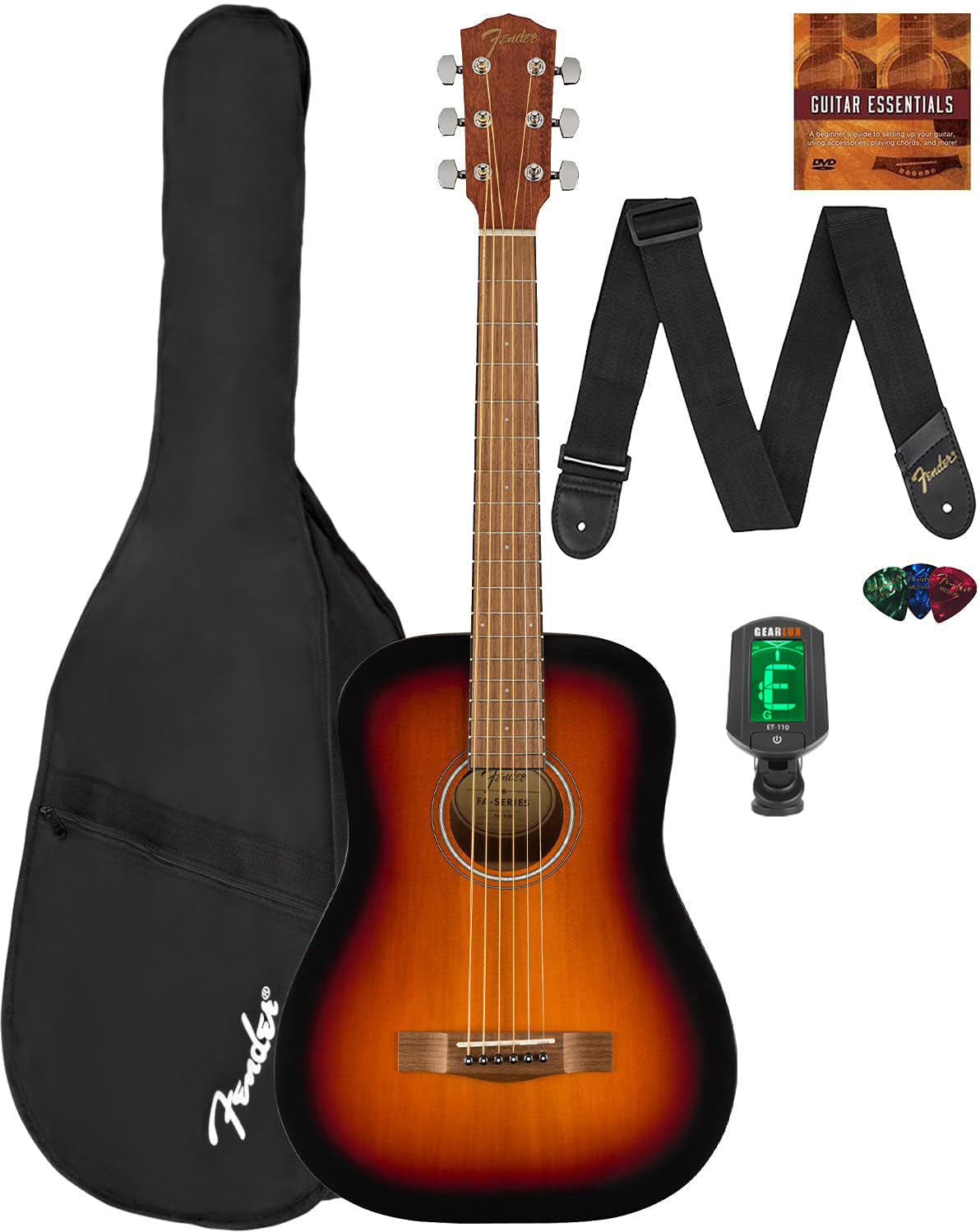 Fender FA-15 3/4-Scale Kids Steel String Acoustic Guitar - Sunburst w/ Gig Bag