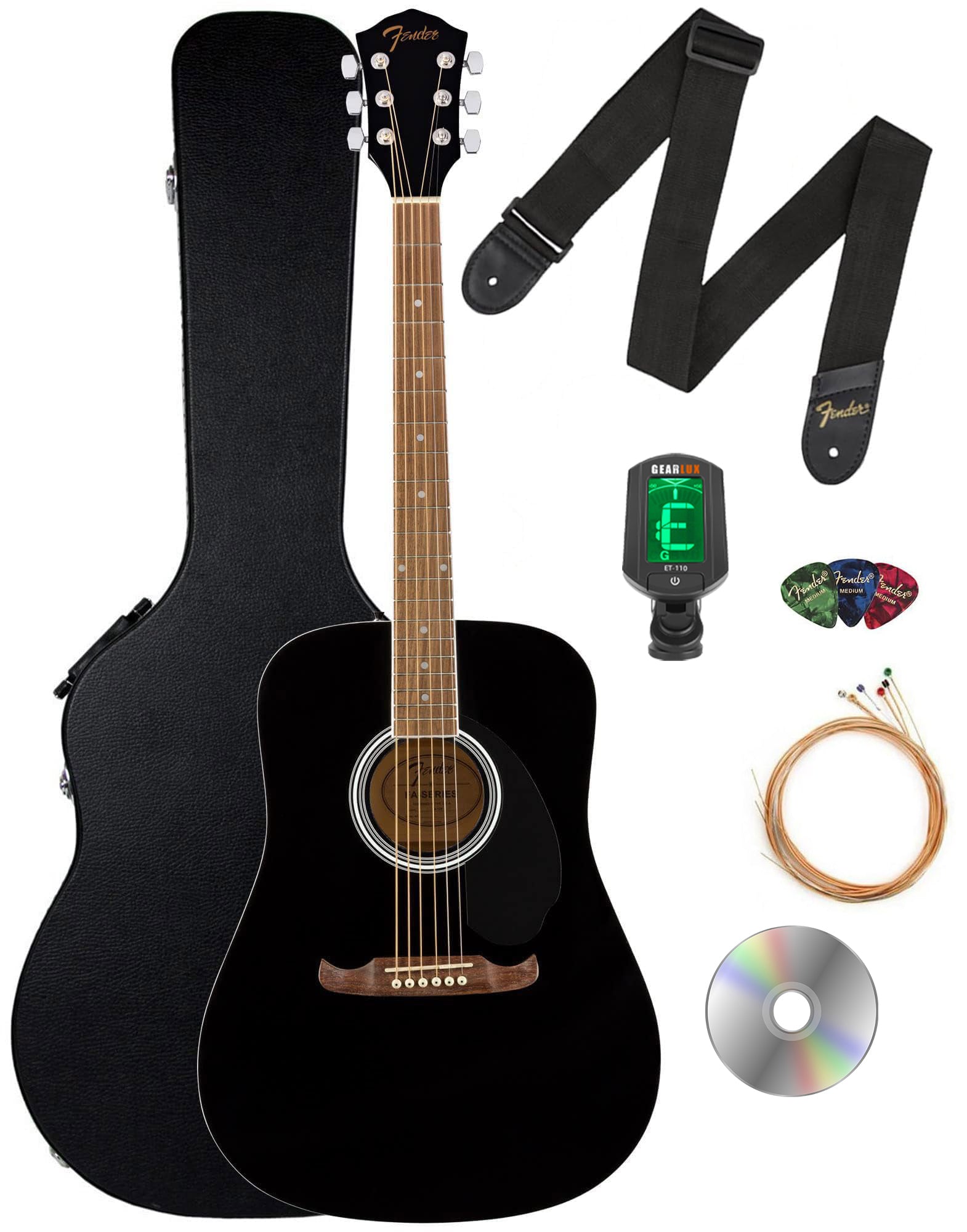 Fender FA-125 Dreadnought Acoustic Guitar - Black w/ Hard Case