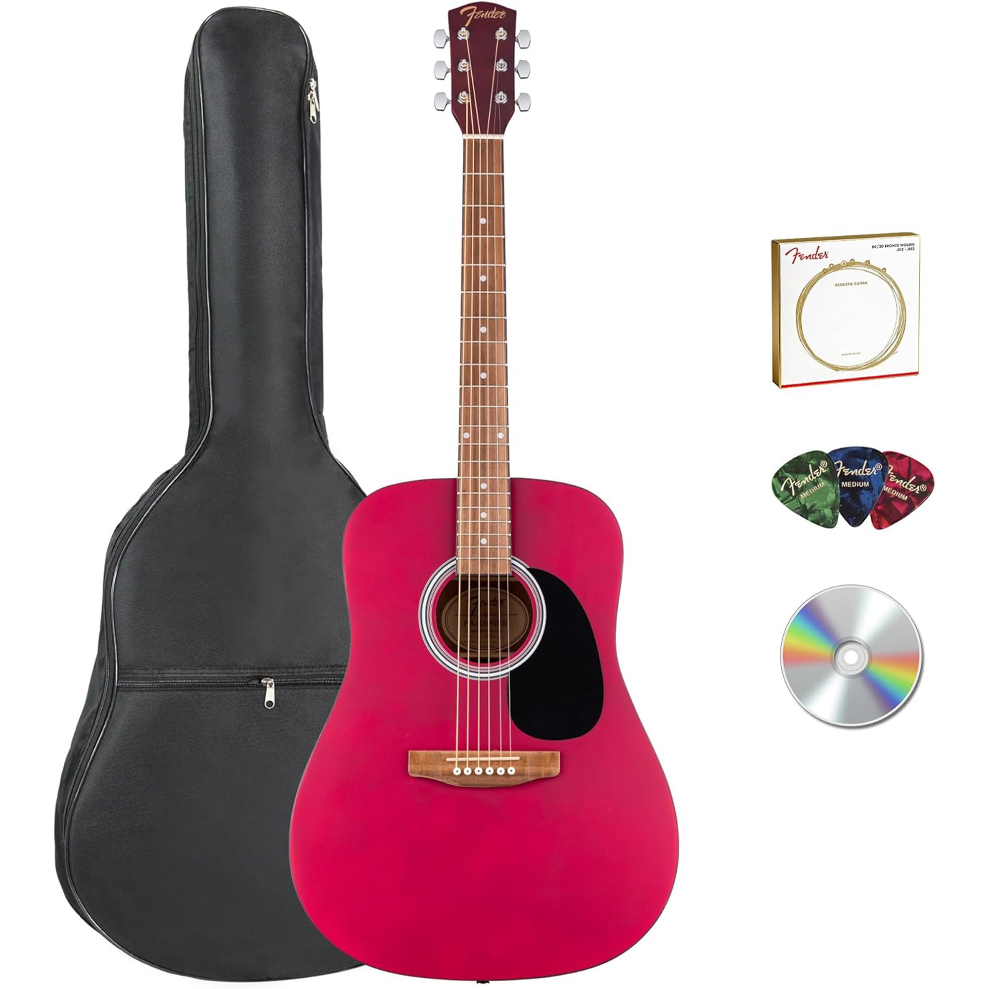 Fender FA Series Dreadnought Acoustic Guitar - Crimson Red w/ Gig Bag