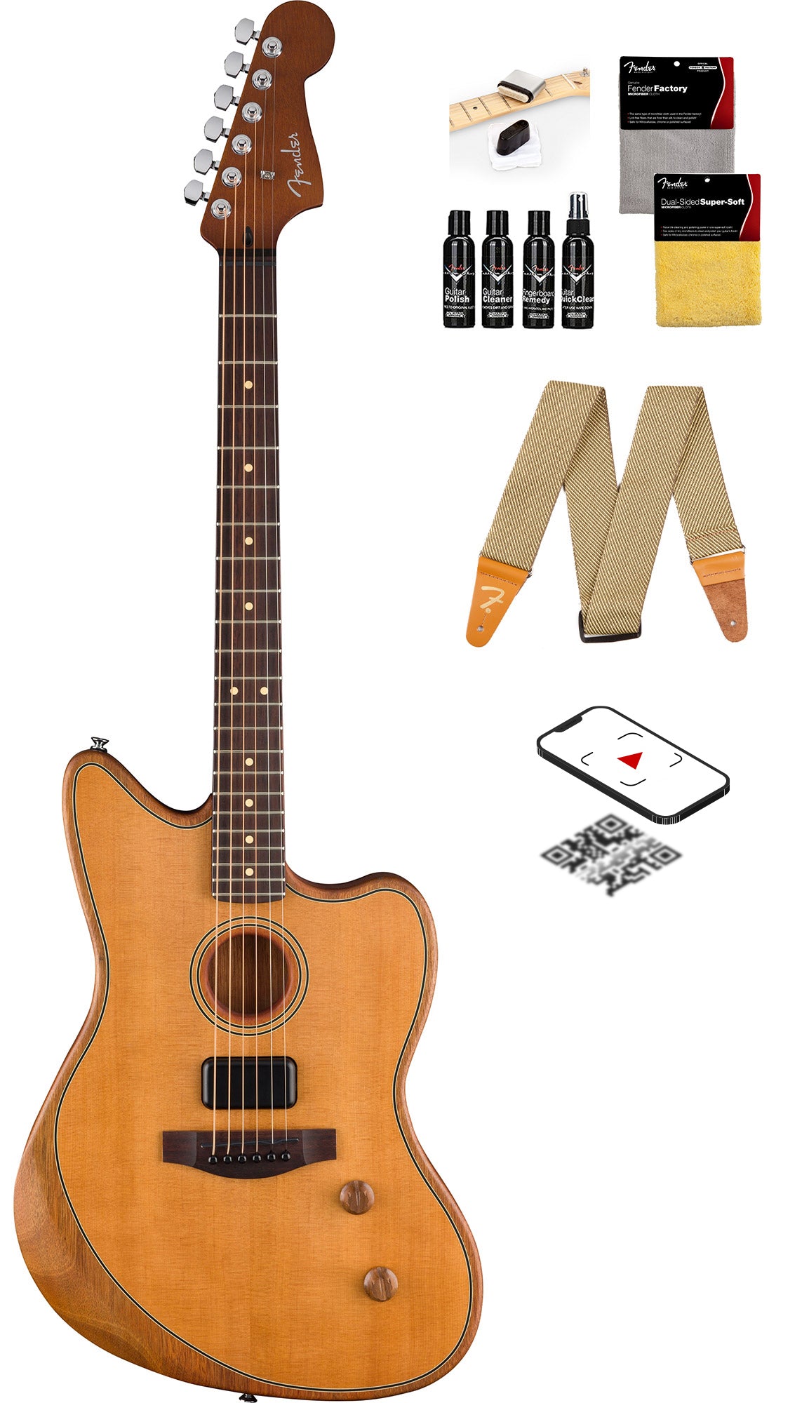 Fender Acoustasonic Standard Jazzmaster - Aged Natural w/ Cleaning Kit