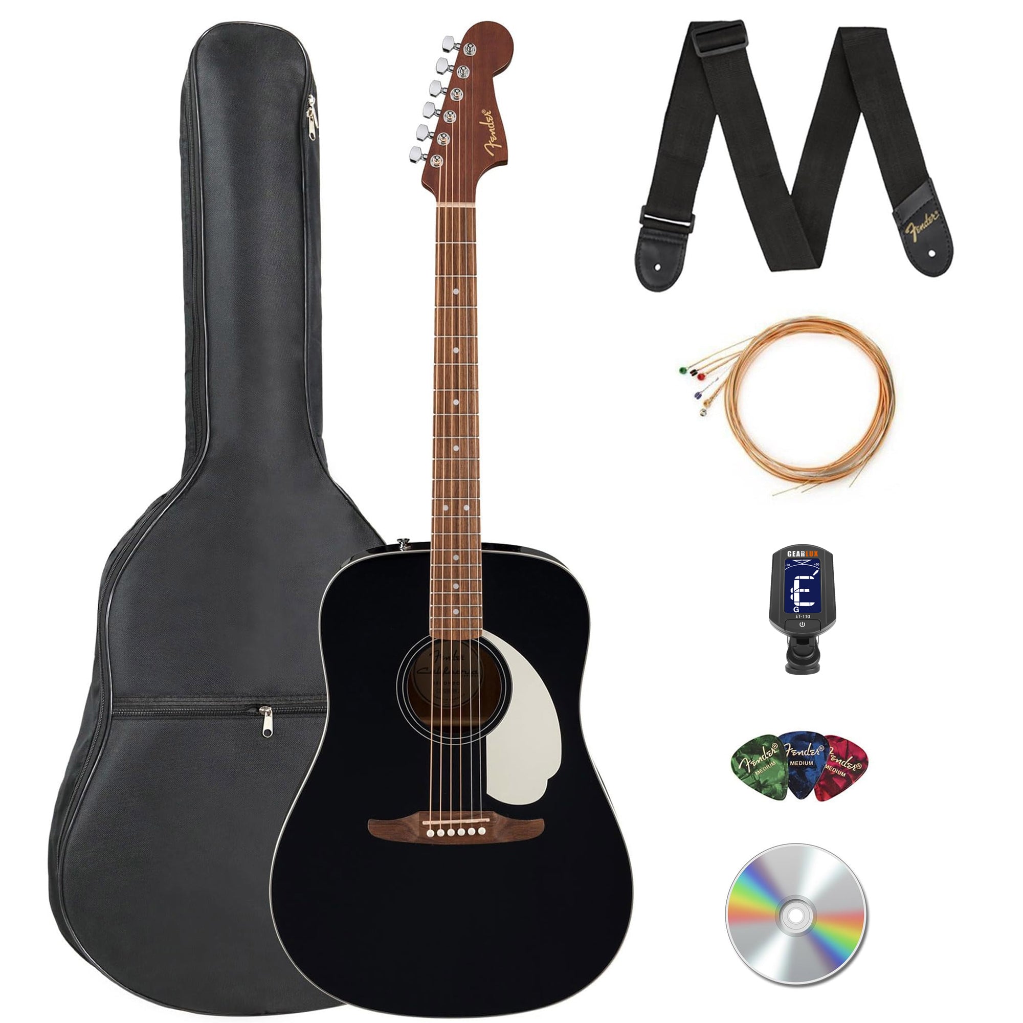 Fender California Standard Redondo Acoustic Guitar - Black w/ Gig Bag