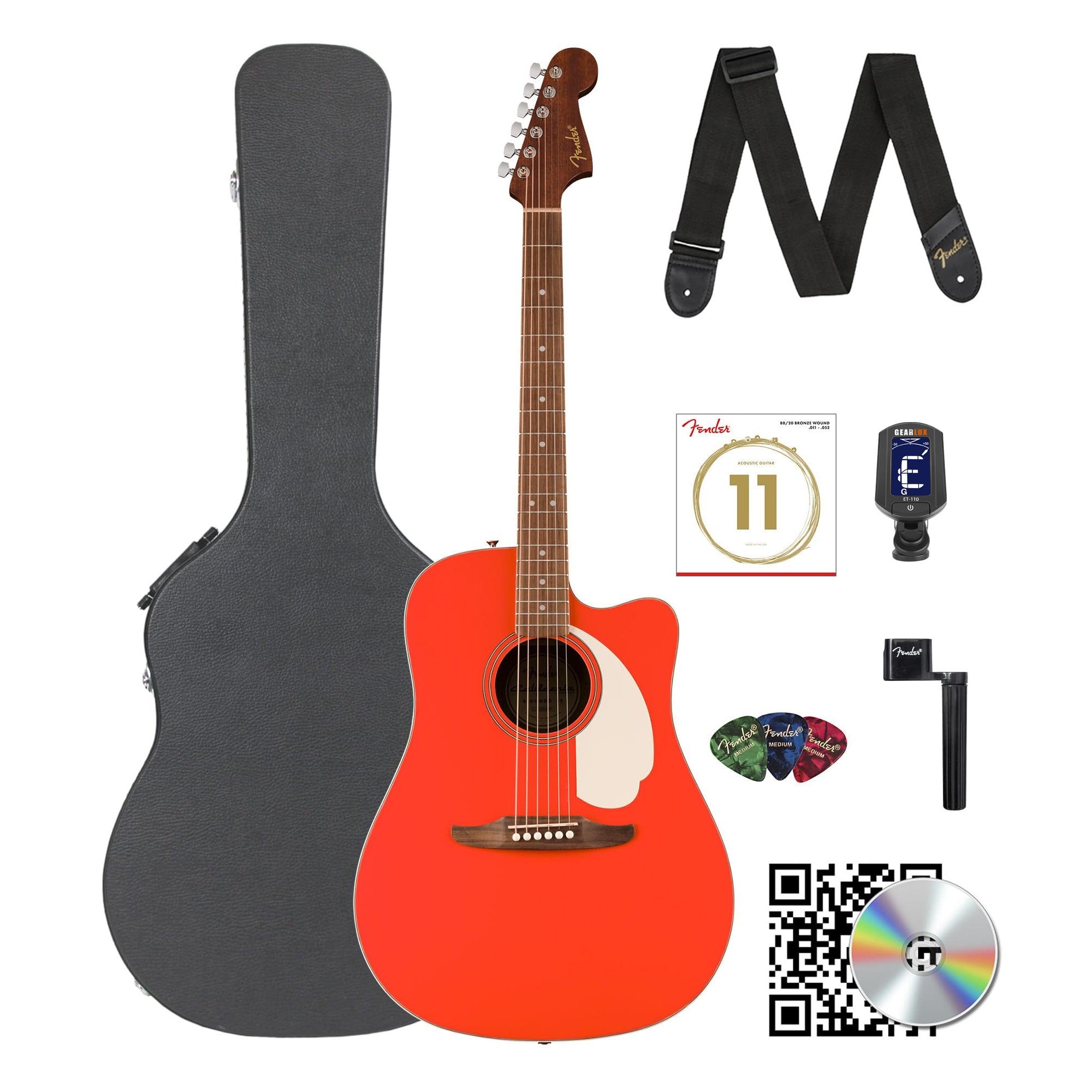 Fender California Standard Redondo CE Acoustic-Electric Guitar - Fiesta Red w/ Case