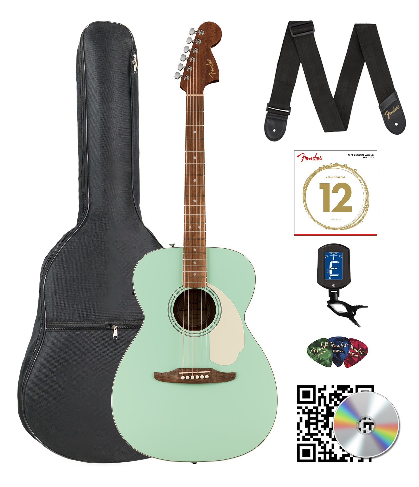 Fender California Standard Monterey E Acoustic-Electric Guitar - Surf Green w/ Gig Bag