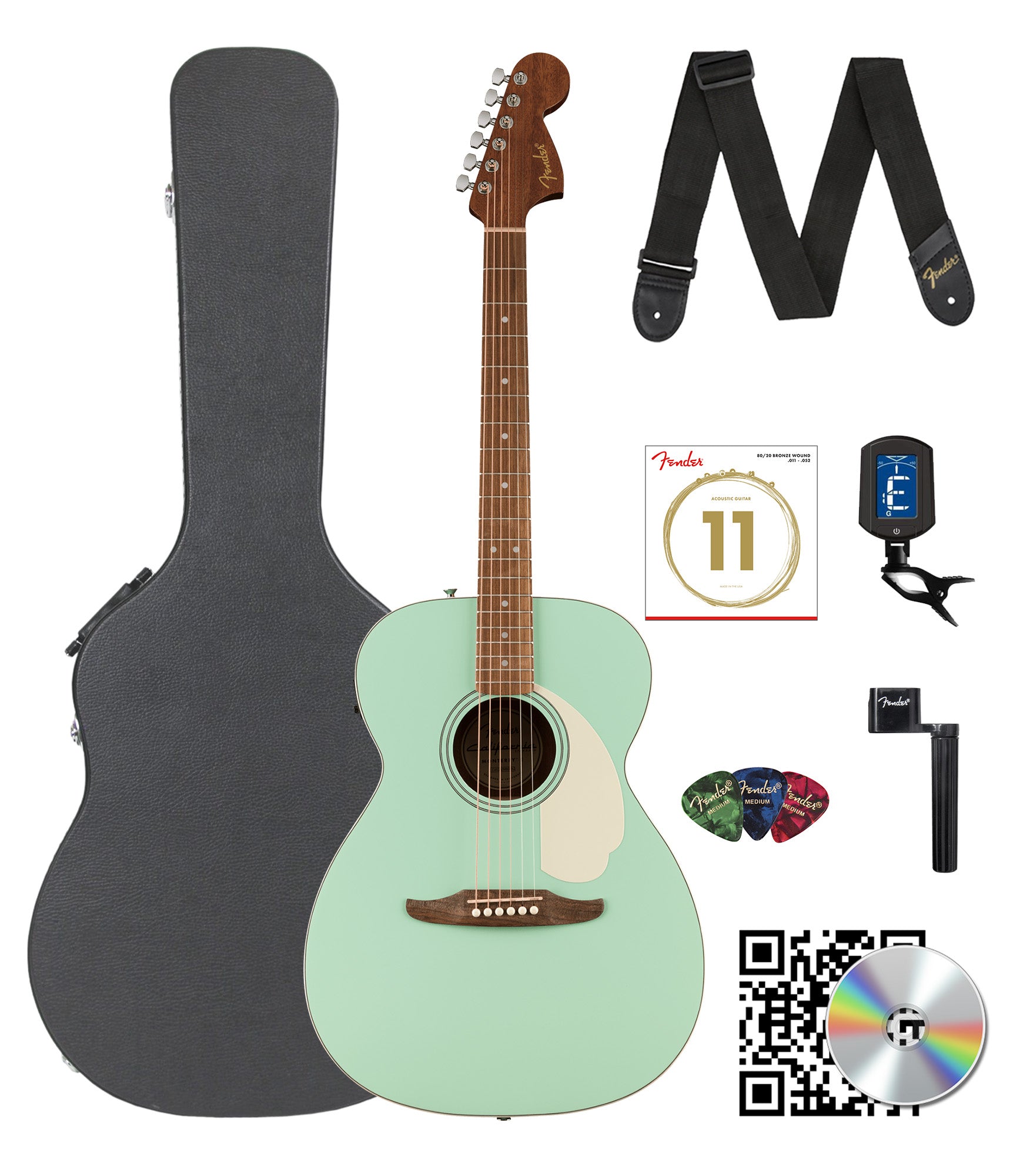 Fender California Standard Monterey E Acoustic-Electric Guitar - Surf Green w/ Hard Case