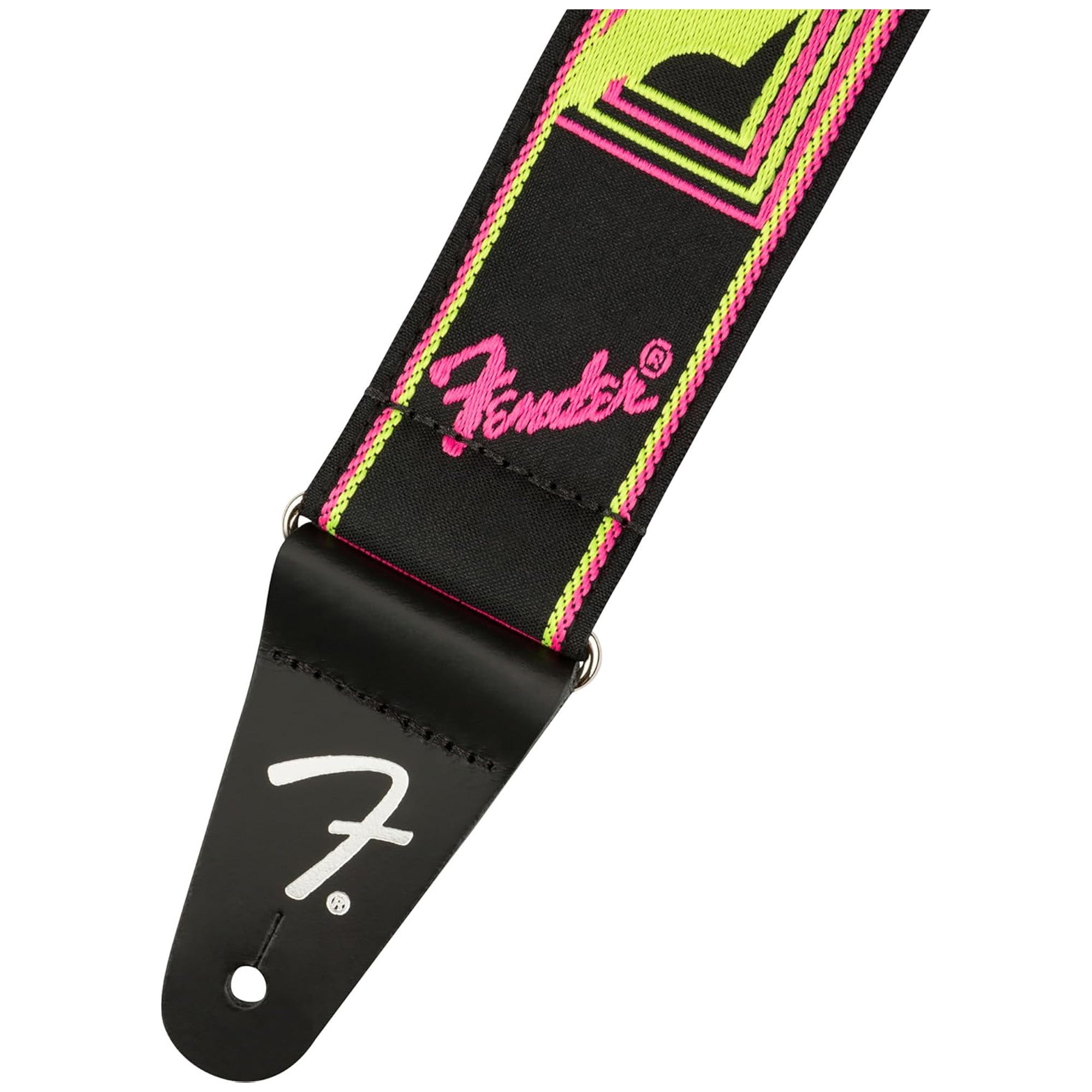 Fender Neon Monogrammed 2-Inch Guitar Strap - Pink and Yellow w/ Strap Blocks