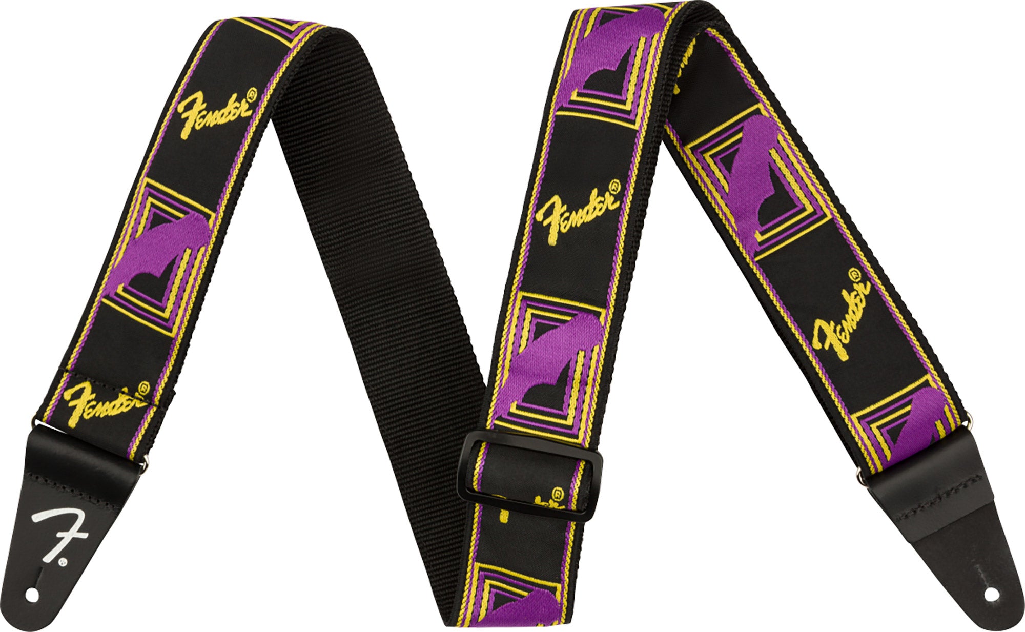 Fender Neon Monogrammed 2-Inch Guitar Strap - Purple and Yellow