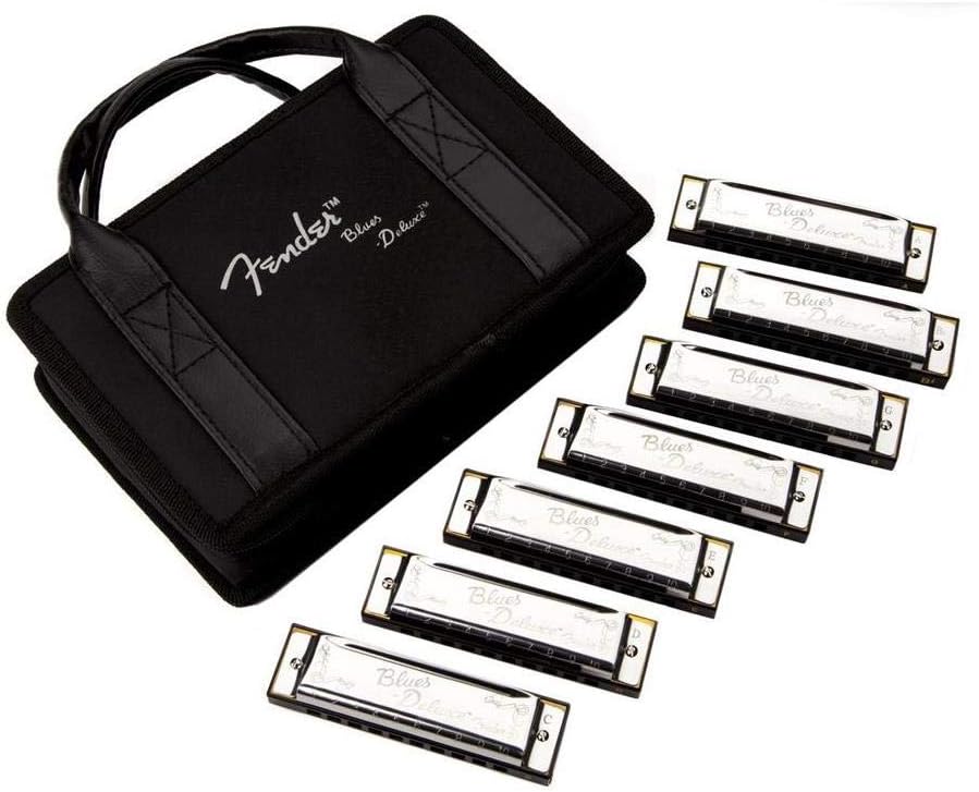 Fender Blues Deluxe Harmonica Set of 7 Keys (C, G, A, D, F, E, Bb) with Case
