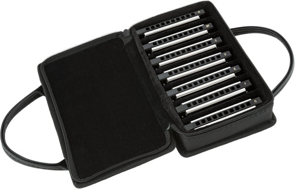 Fender Blues Deluxe Harmonica Set of 7 - Keys A, Bb, C, D, E, F, and G w/ Carrying Case