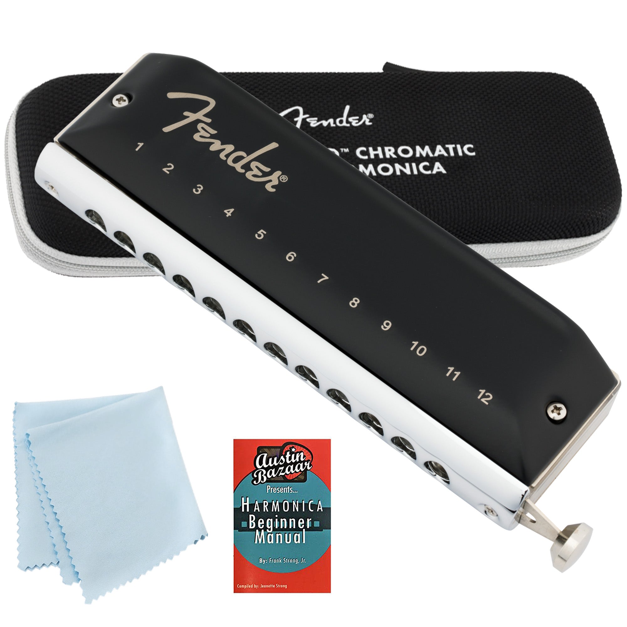 Fender Groove Pro Chromatic 12-Hole Harmonica - Key of C w/ Austin Bazaar Instructional Manual