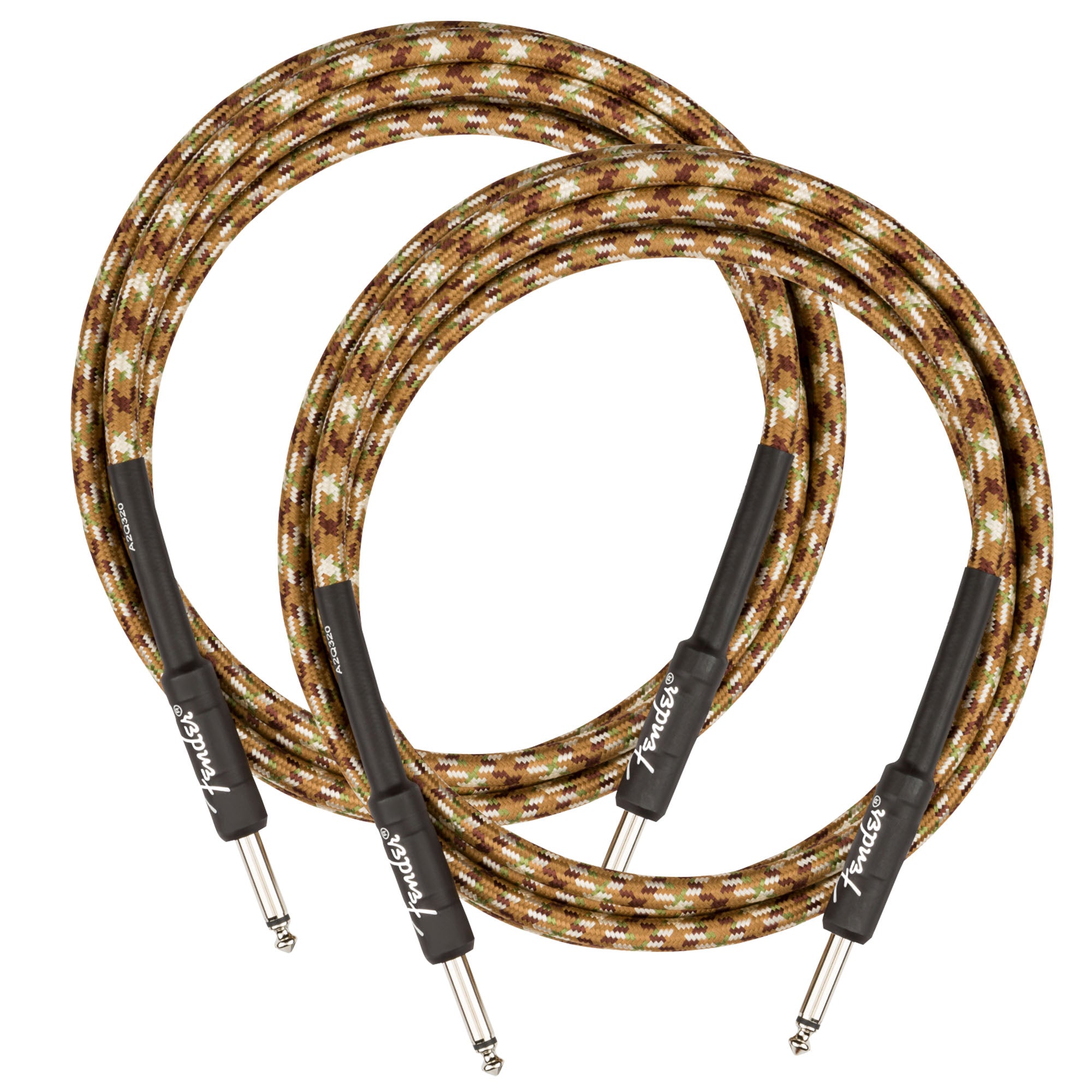 Fender 10-Foot Professional Tweed Instrument Cable, Straight-Straight, Desert Camo - 2 Pack