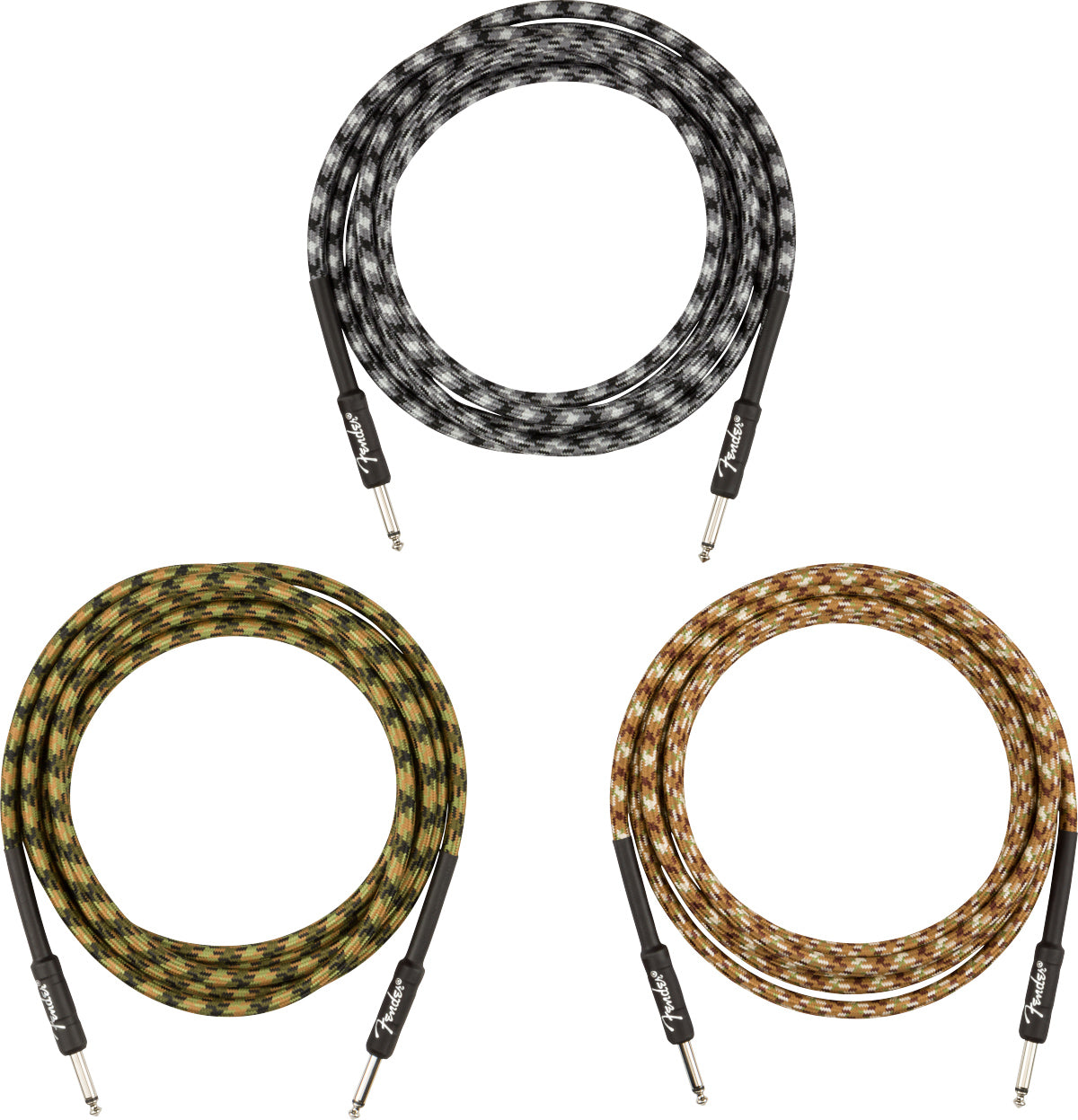 Fender 10-Foot Professional Tweed Instrument Cable, Straight-Straight, Desert Camo - 2 Pack