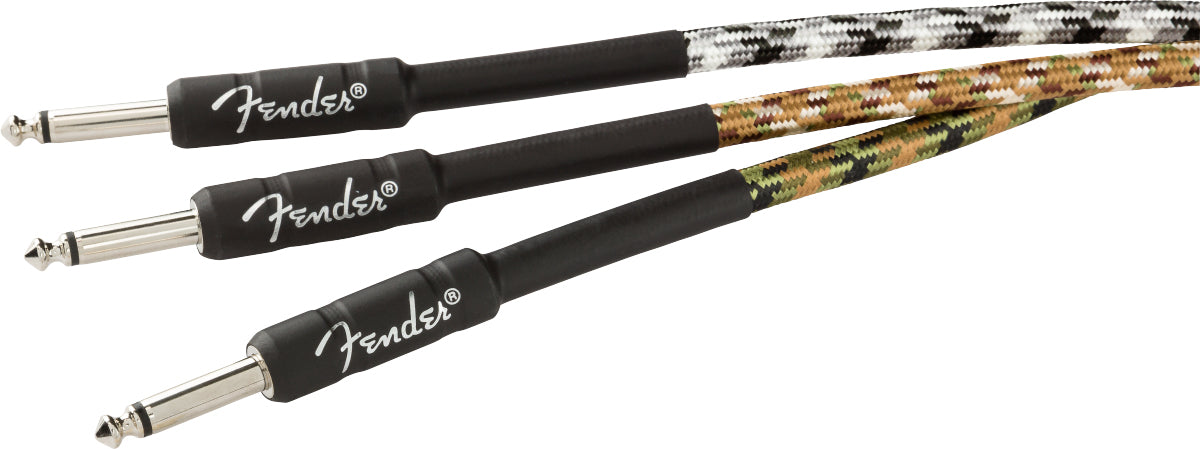 Fender 10-Foot Professional Tweed Instrument Cable, Straight-Straight, Woodland Camo - 2 Pack