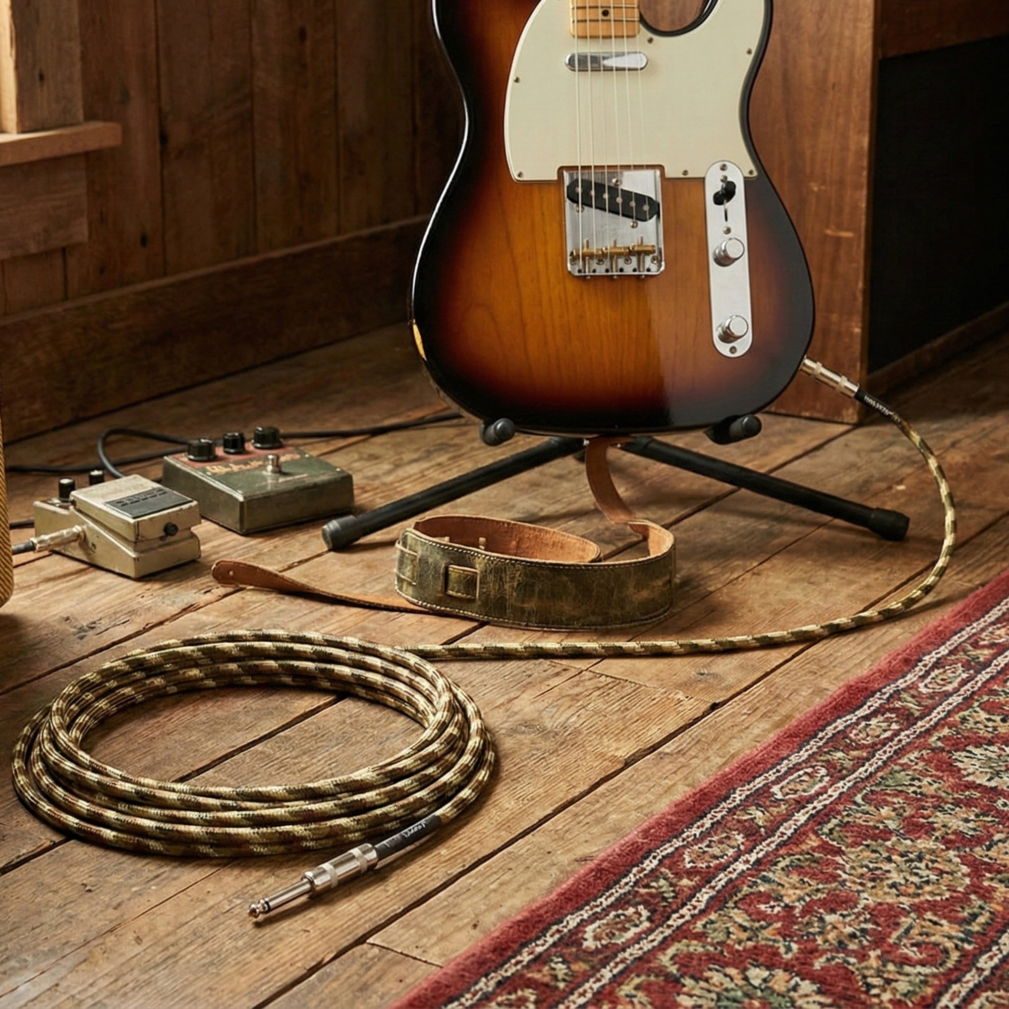 Fender 18.6-Foot Professional Tweed Instrument Cable, Straight-Straight, Desert Camo - 1 Pack