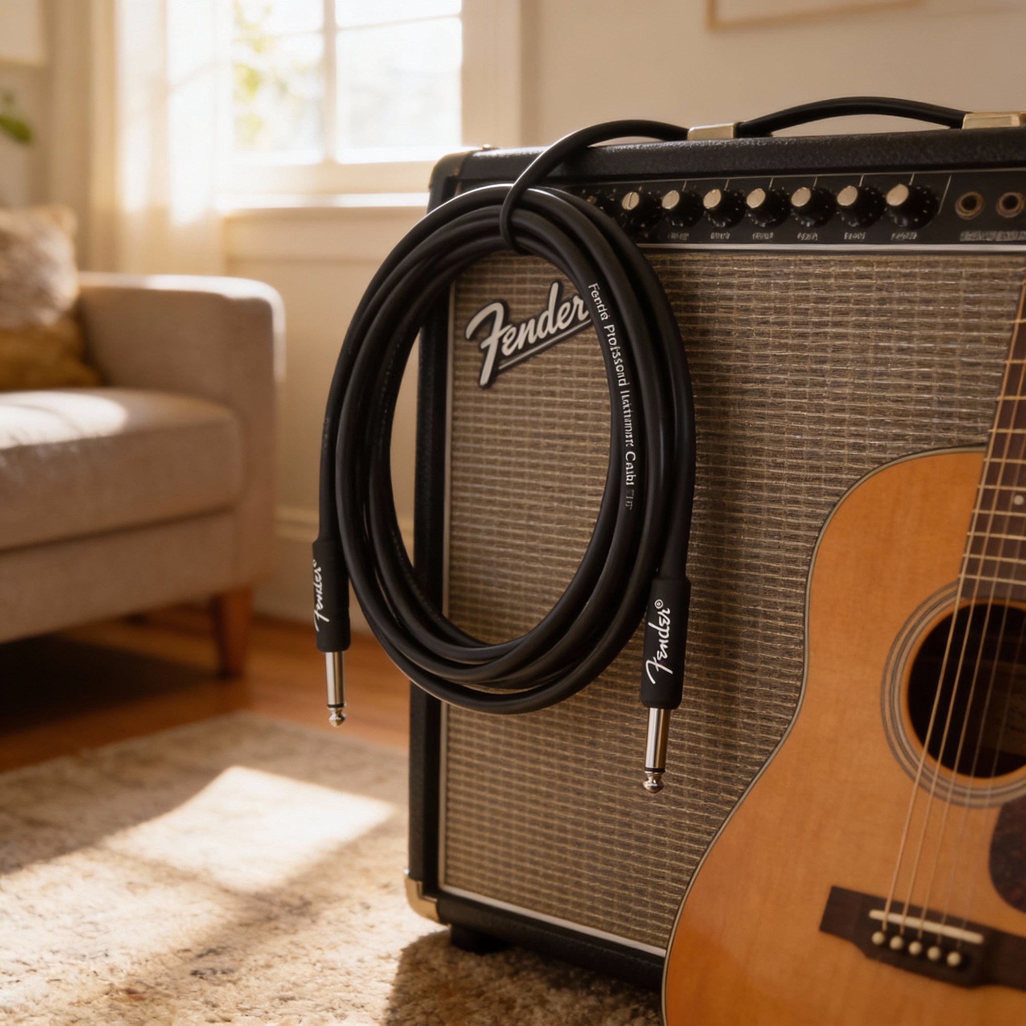 Fender Professional Series 10-Foot Instrument Cable, Straight-Straight, Black - 2 Pack