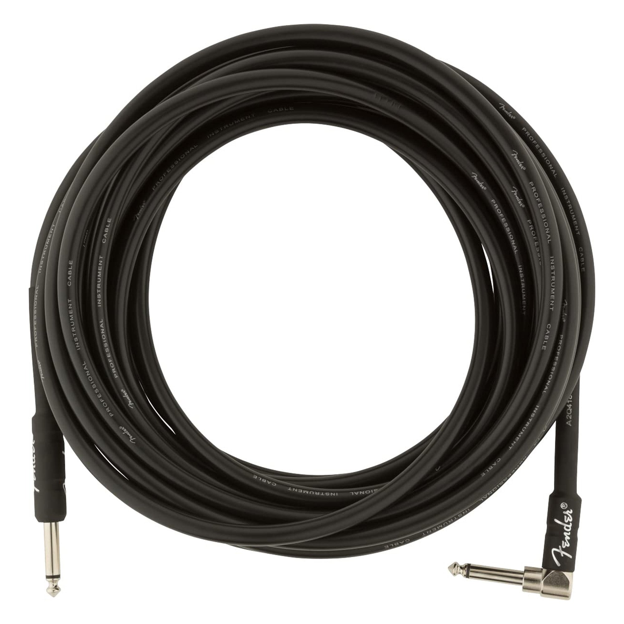 Fender 25-Foot Professional Instrument Cable, Straight-Angled, Black - 1 Pack
