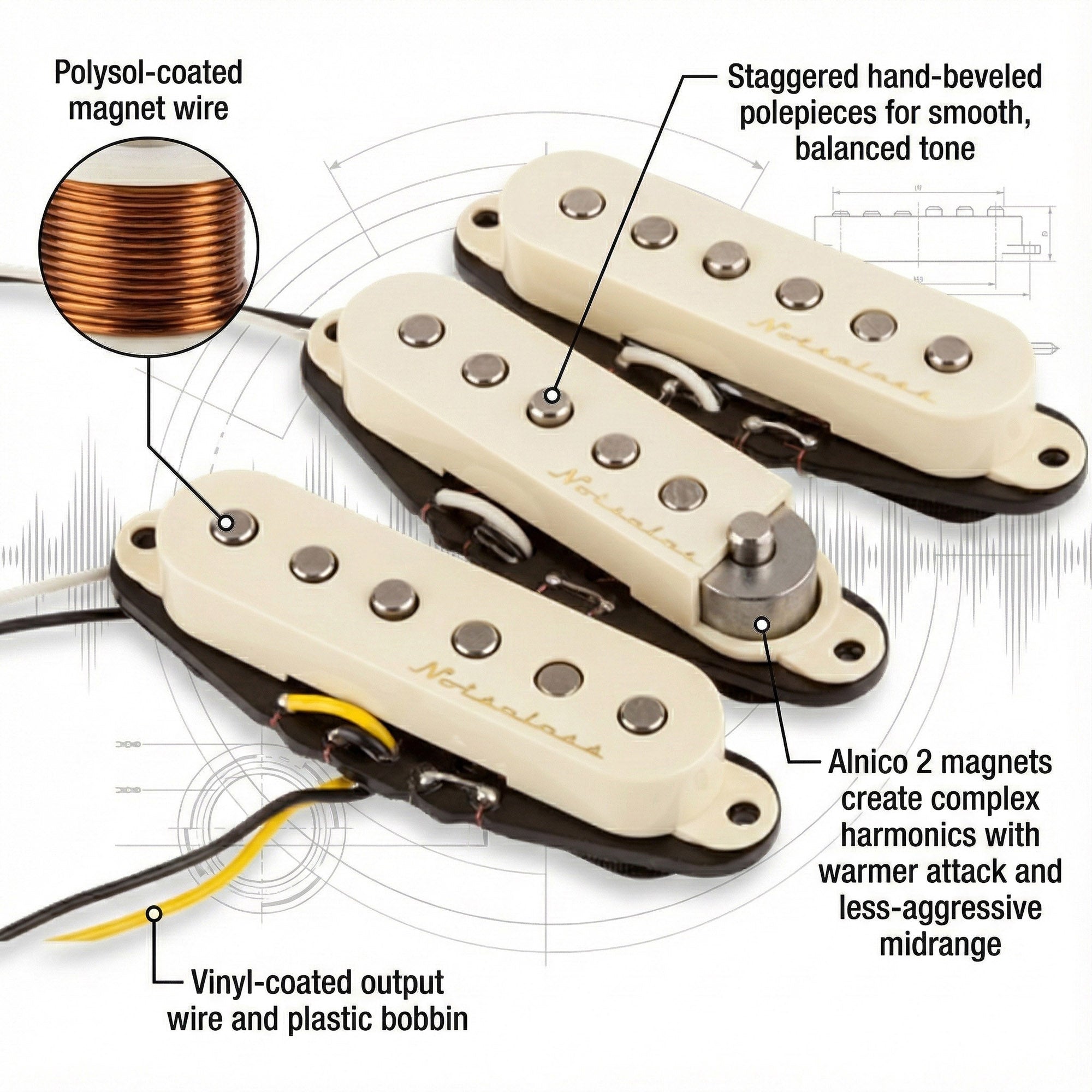 Fender Vintage Noiseless Stratocaster Pickups w/ Instrument Cable
