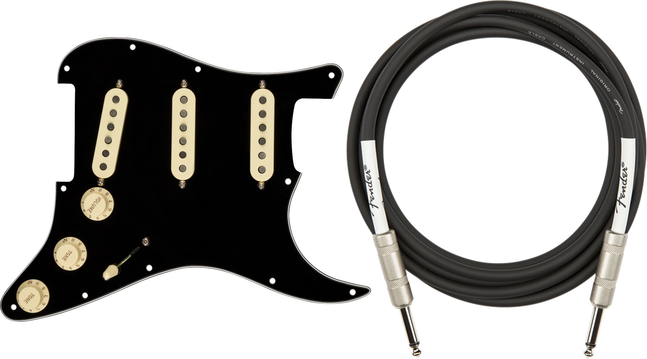 Fender Custom Shop Texas Special SSS Pre-Wired Stratocaster Pickguard - Black w/ Instrument Cable