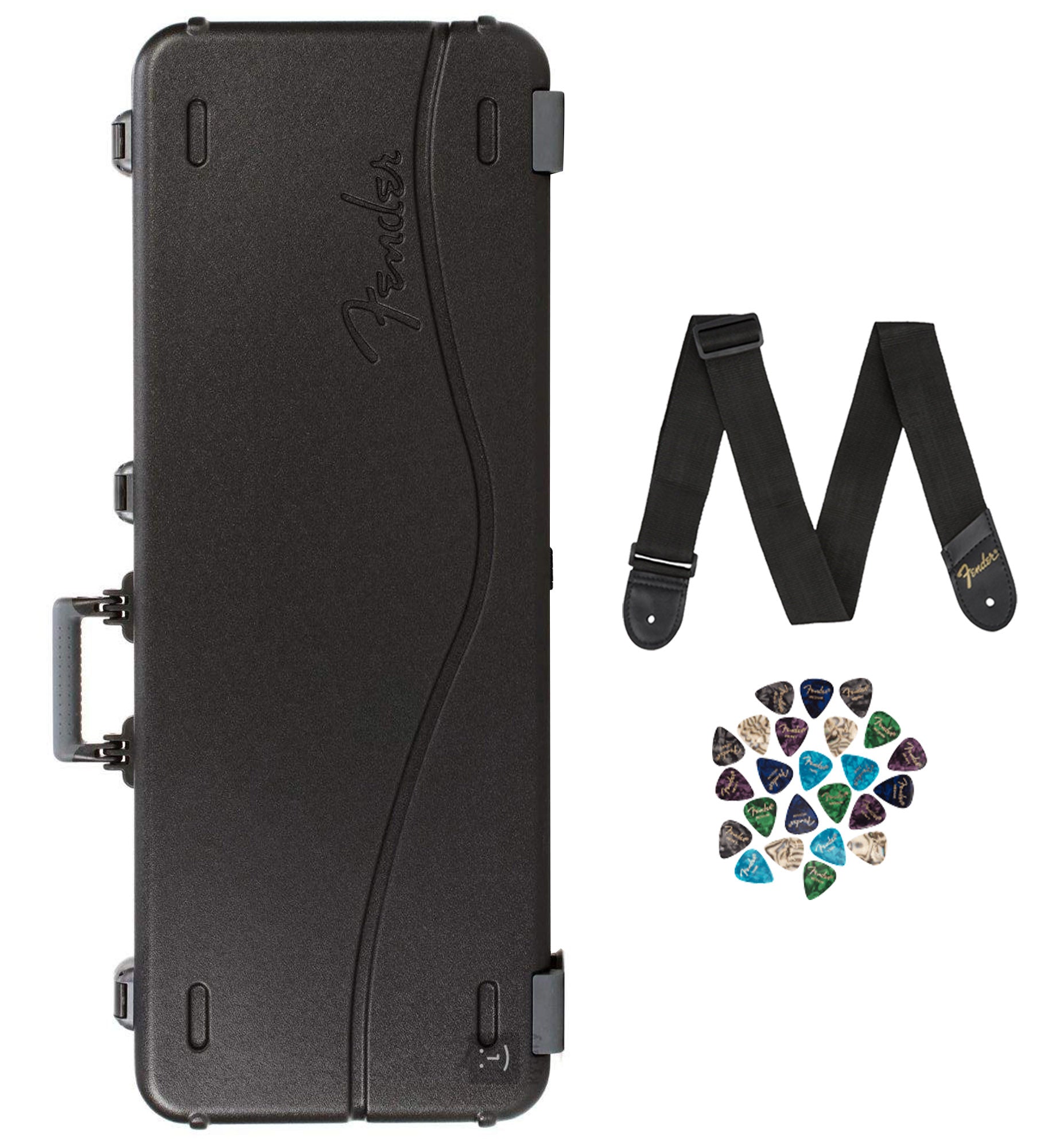 Fender Deluxe Molded Stratocaster-Telecaster Case - Black w/ Strap