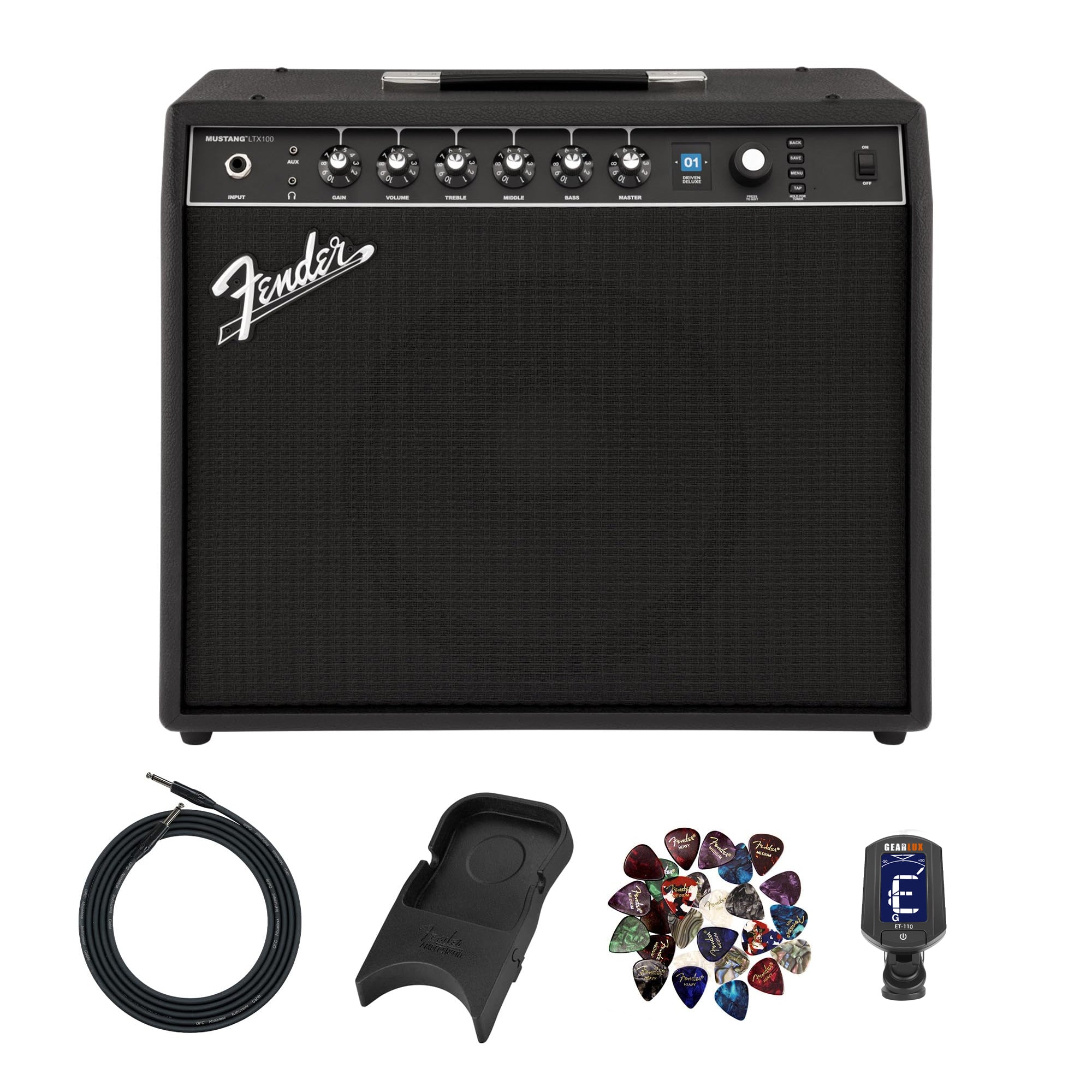 Fender Mustang LTX100 Guitar Combo Amplifier - Black w/ Amperstand Cradle